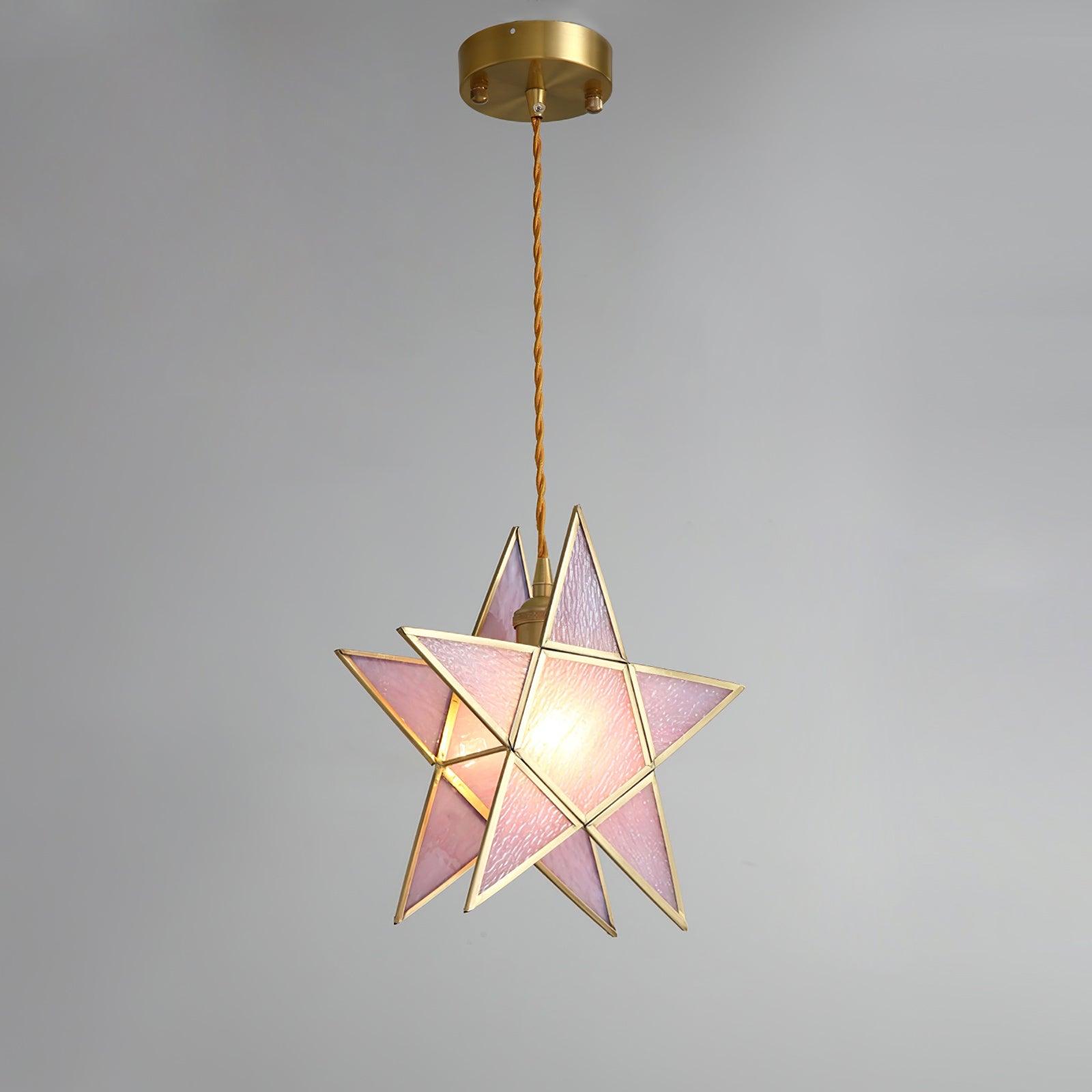 Lione Pink Stained Glass Pendant Light