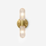 Eira Brass and Textured Glass Double Light Wall Sconce-Neutral Decor