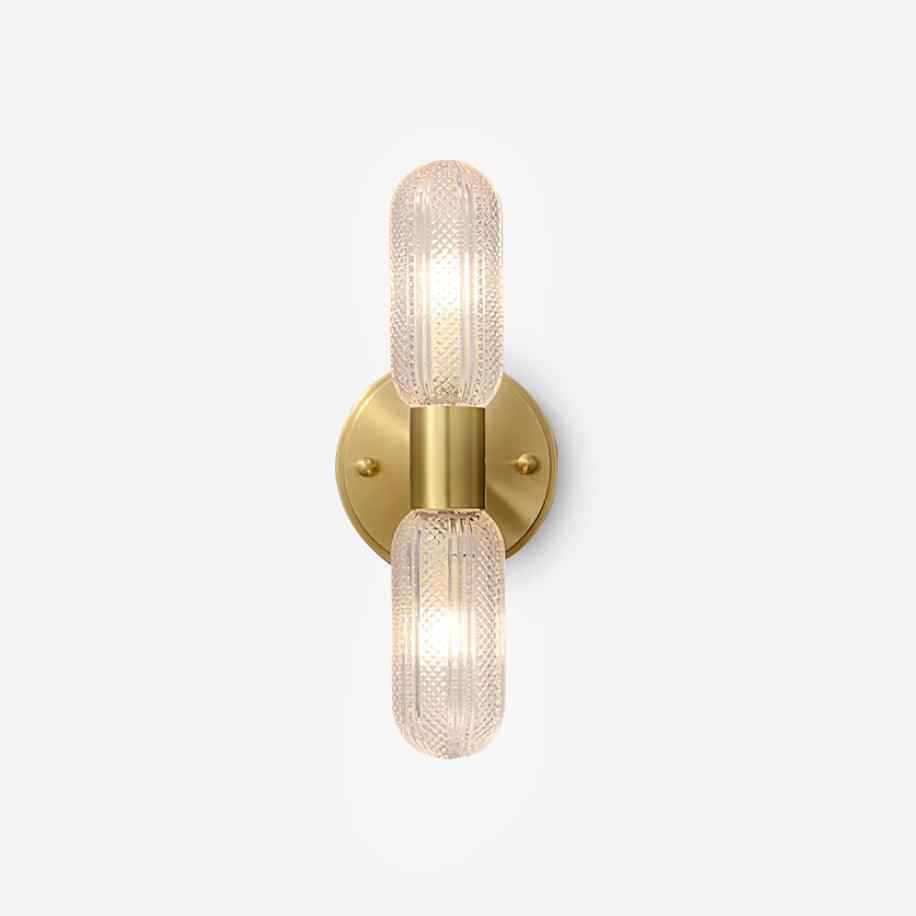 Eira Brass and Textured Glass Double Light Wall Sconce-Neutral Decor