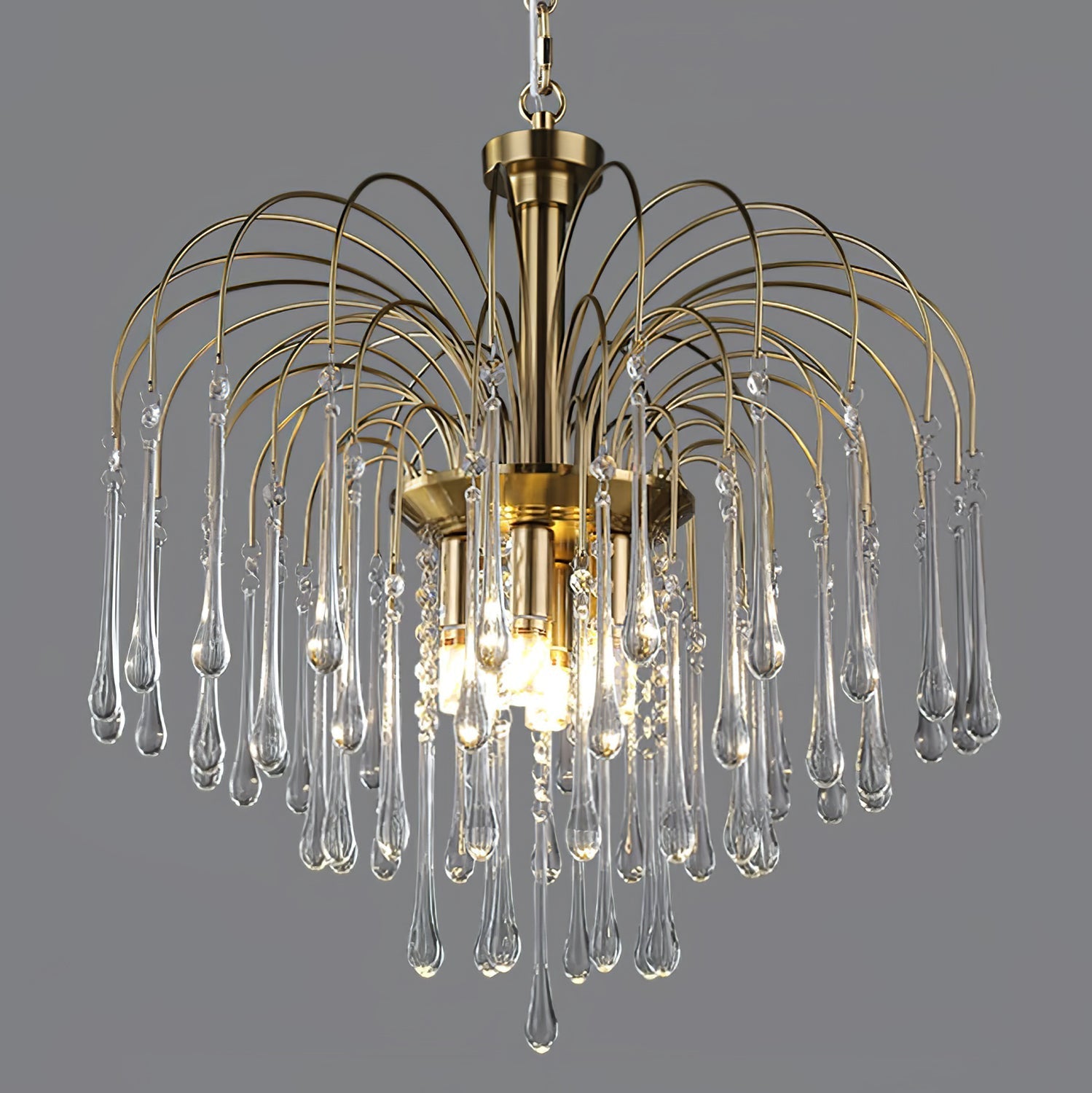 Ciel Chandelier Golden Arms and Crystal-Neutral Decor