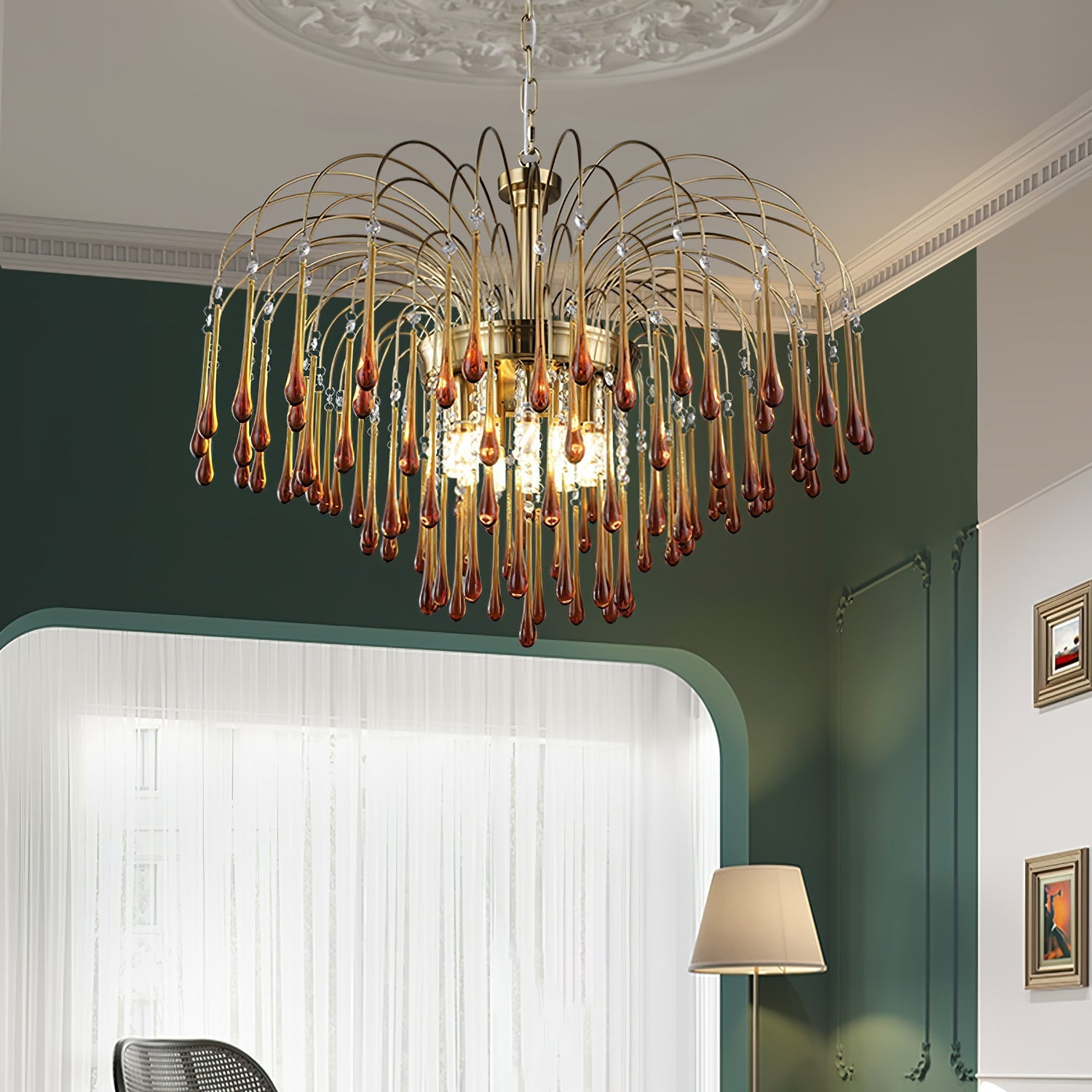 Ciel Chandelier Golden Arms and Crystal-Neutral Decor