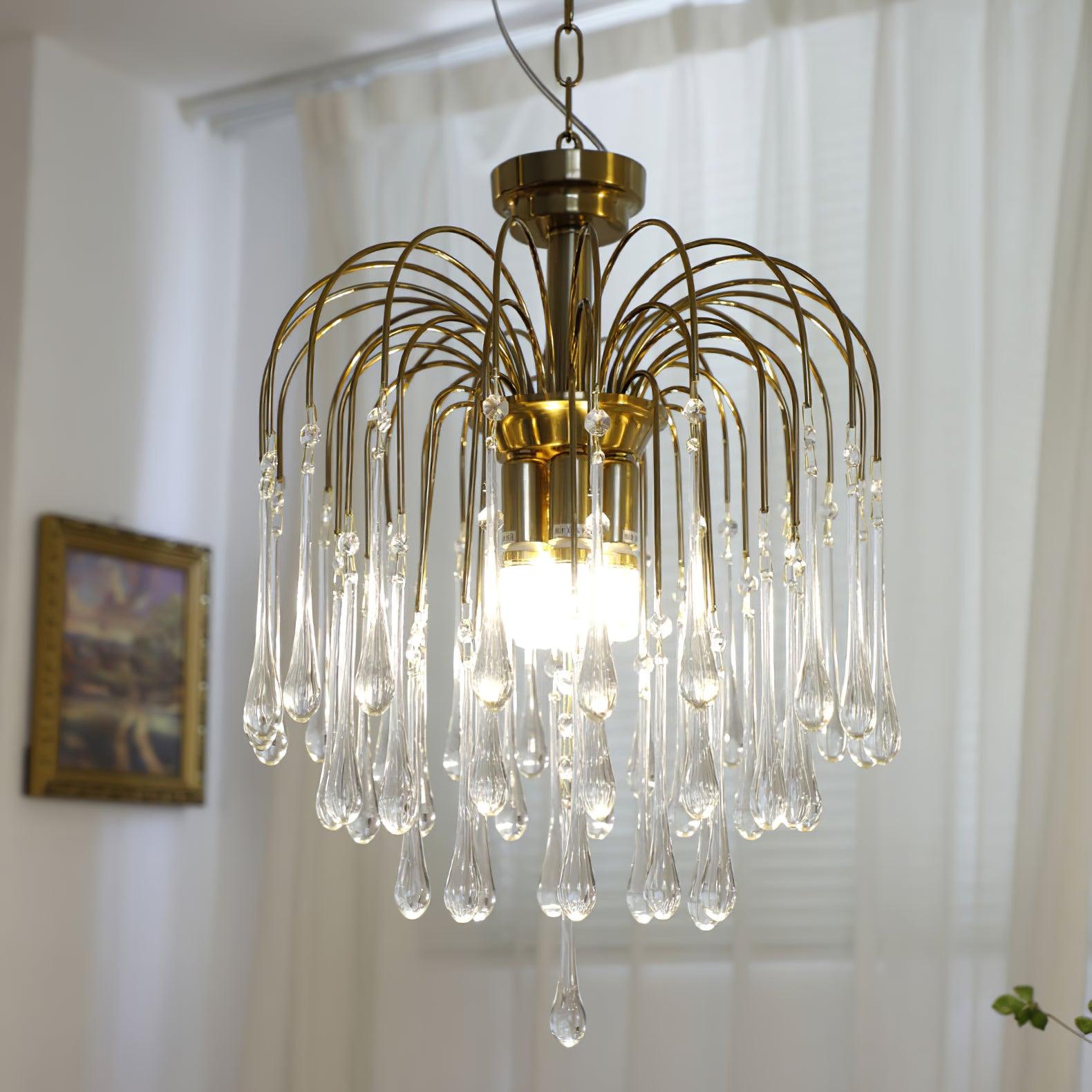 Ciel Chandelier Golden Arms and Crystal-Neutral Decor
