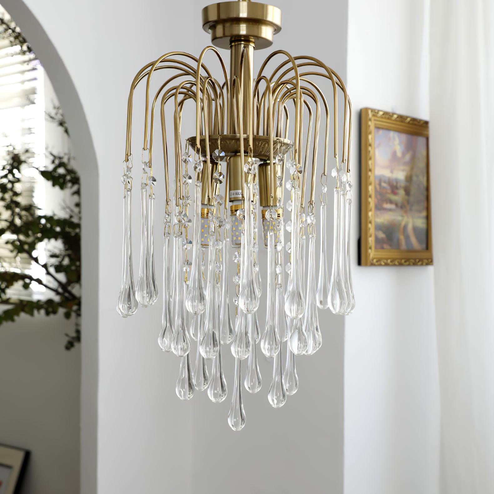 Ciel Chandelier Golden Arms and Crystal-Neutral Decor