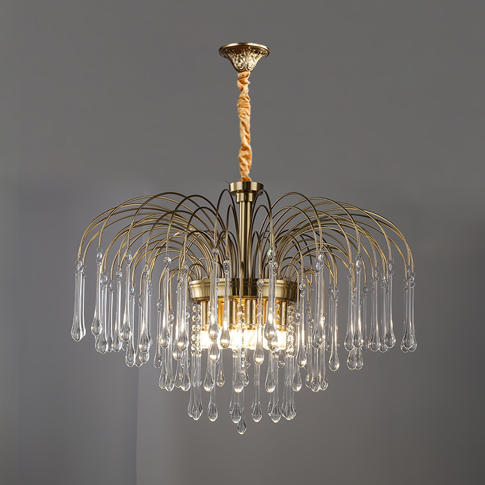 Ciel Chandelier Golden Arms and Crystal-Neutral Decor