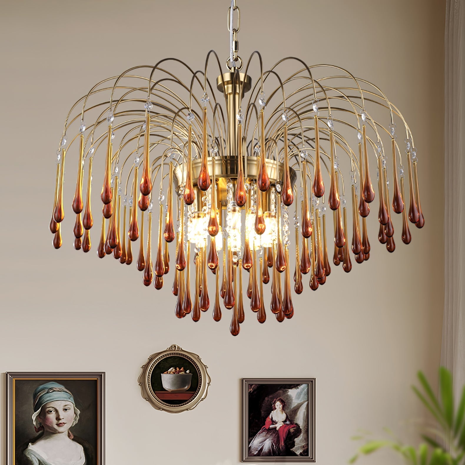 Ciel Chandelier Golden Arms and Crystal-Neutral Decor
