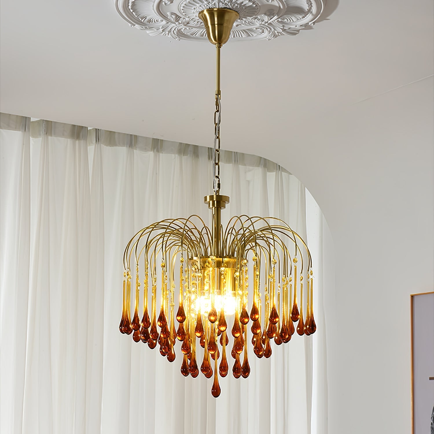 Ciel Chandelier Golden Arms and Crystal-Neutral Decor