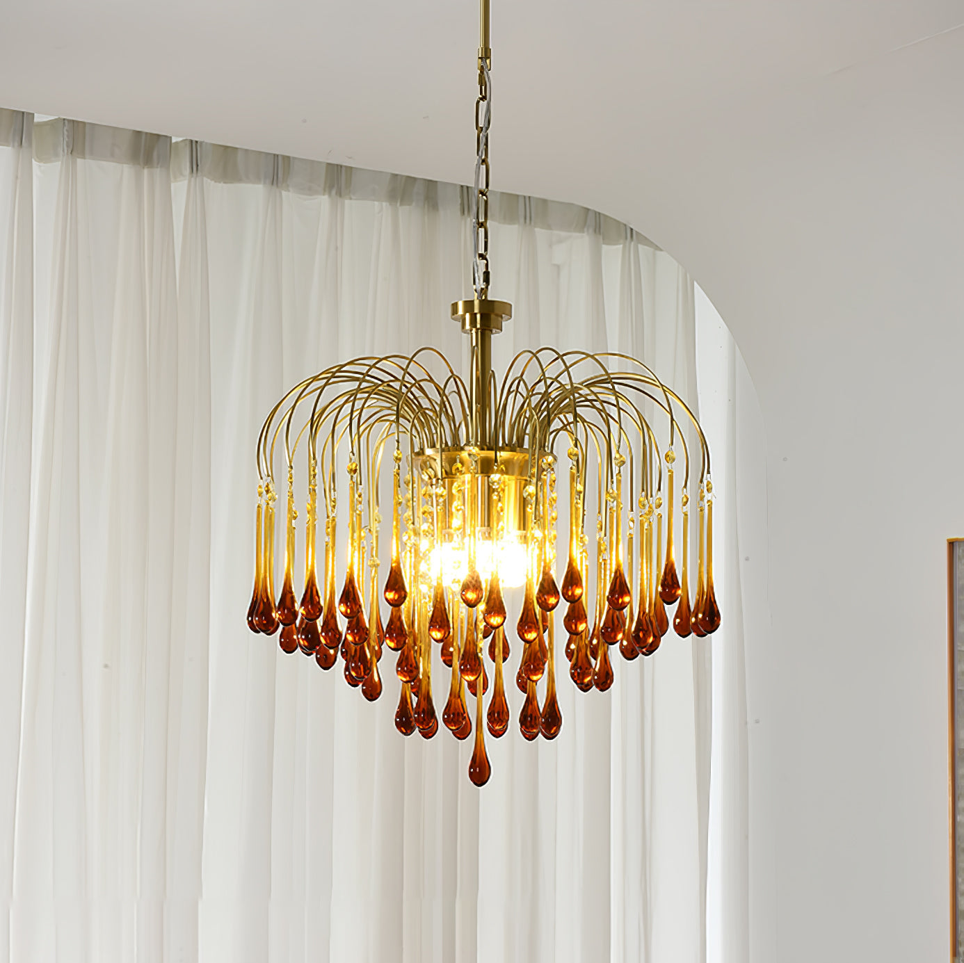 Ciel Chandelier Golden Arms and Crystal-Neutral Decor