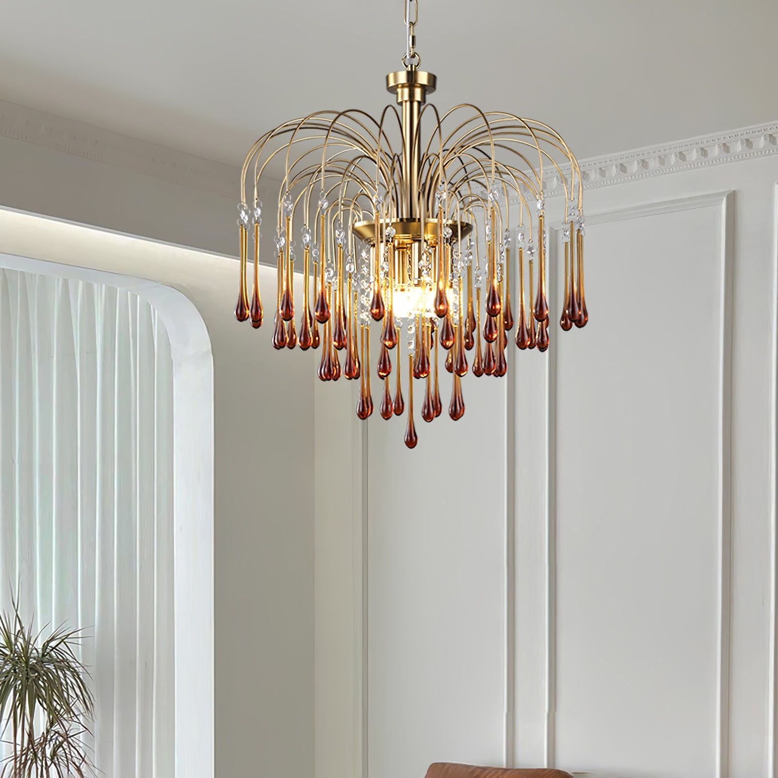 Ciel Chandelier Golden Arms and Crystal-Neutral Decor