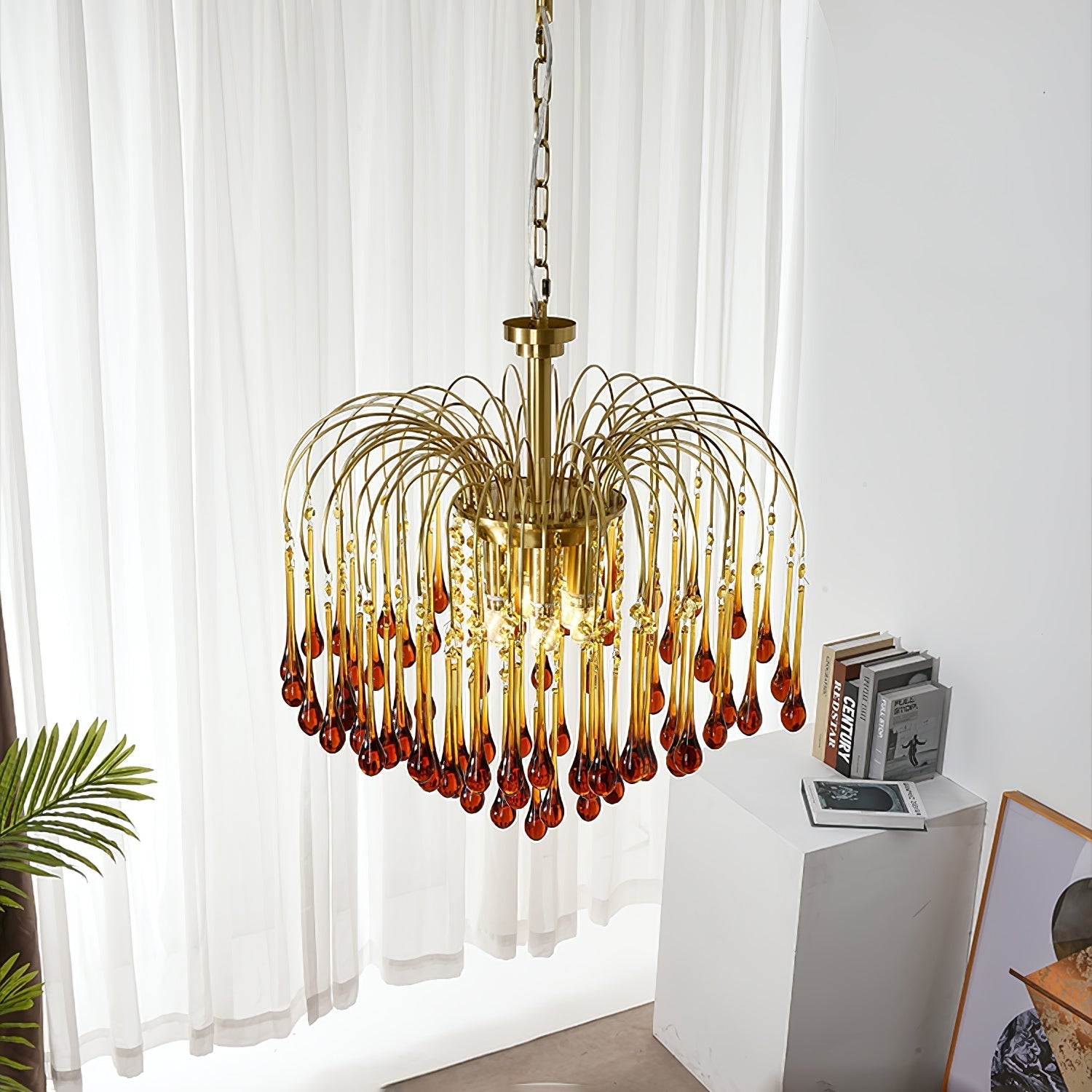 Ciel Chandelier Golden Arms and Crystal-Neutral Decor