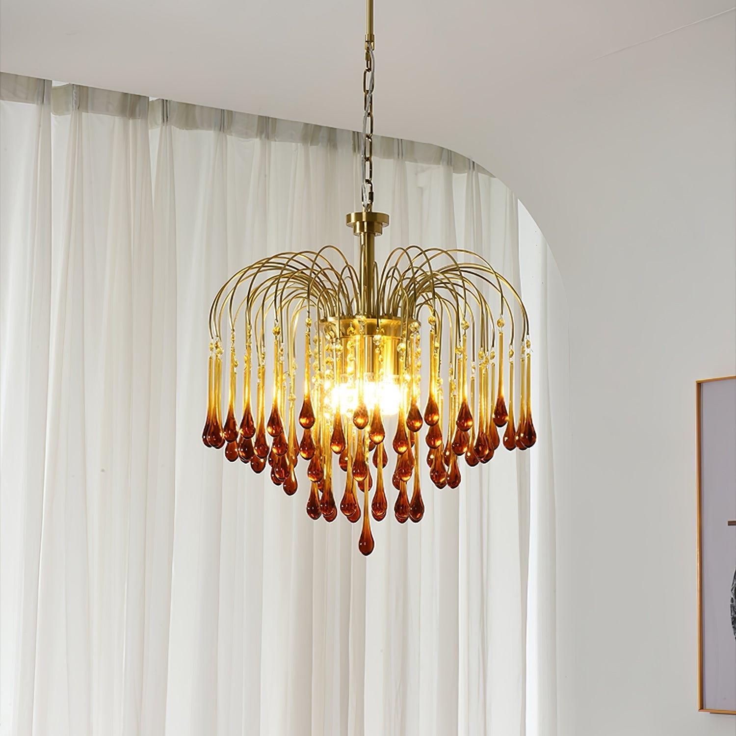 Ciel Chandelier Golden Arms and Crystal-Neutral Decor
