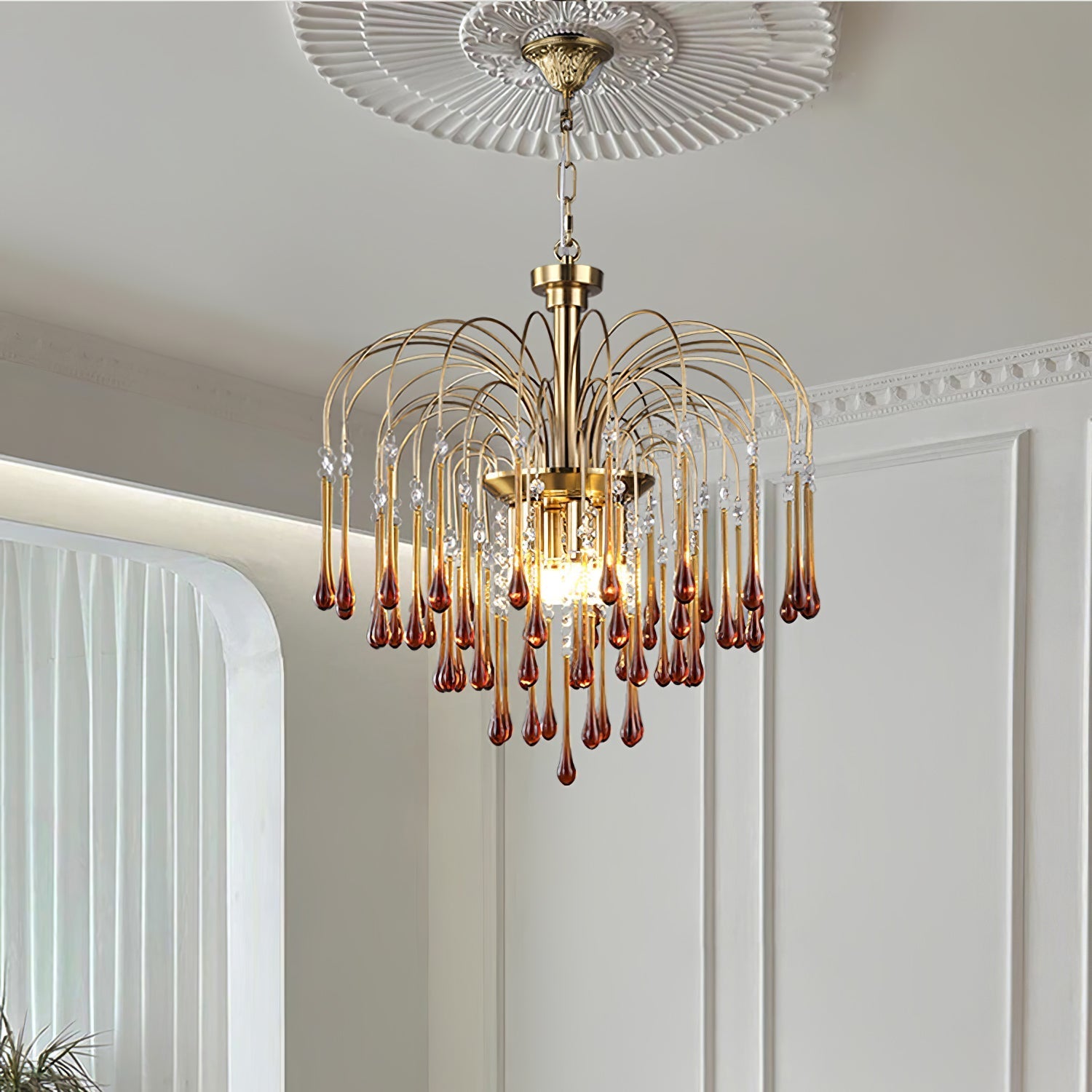 Ciel Chandelier Golden Arms and Crystal-Neutral Decor
