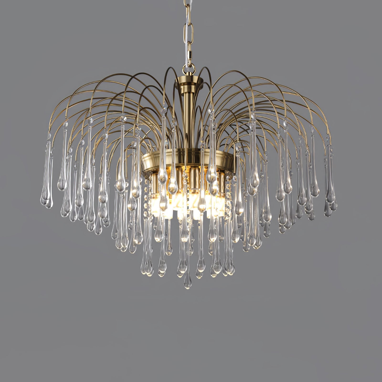 Ciel Chandelier Golden Arms and Crystal-Neutral Decor