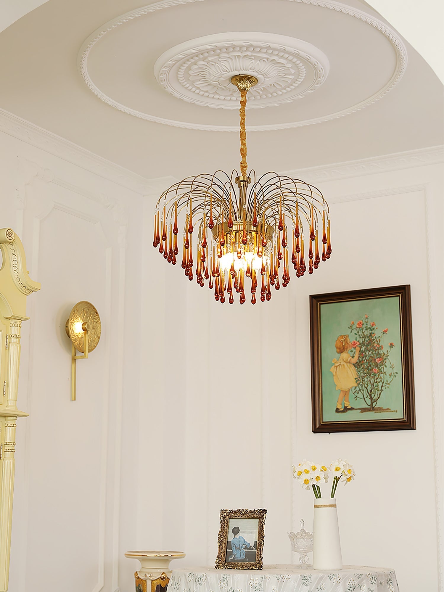 Ciel Chandelier Golden Arms and Crystal-Neutral Decor