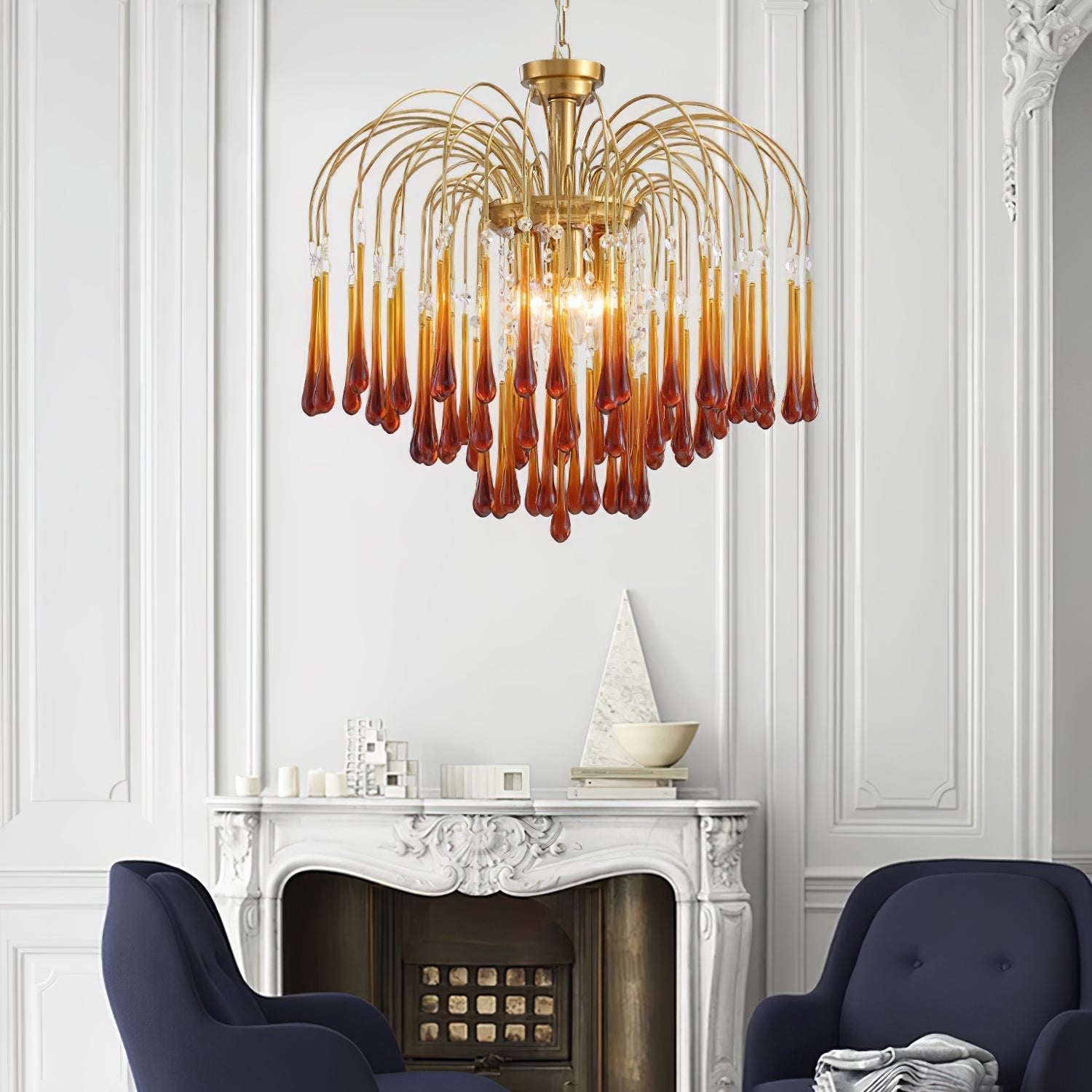 Ciel Chandelier Golden Arms and Crystal-Neutral Decor