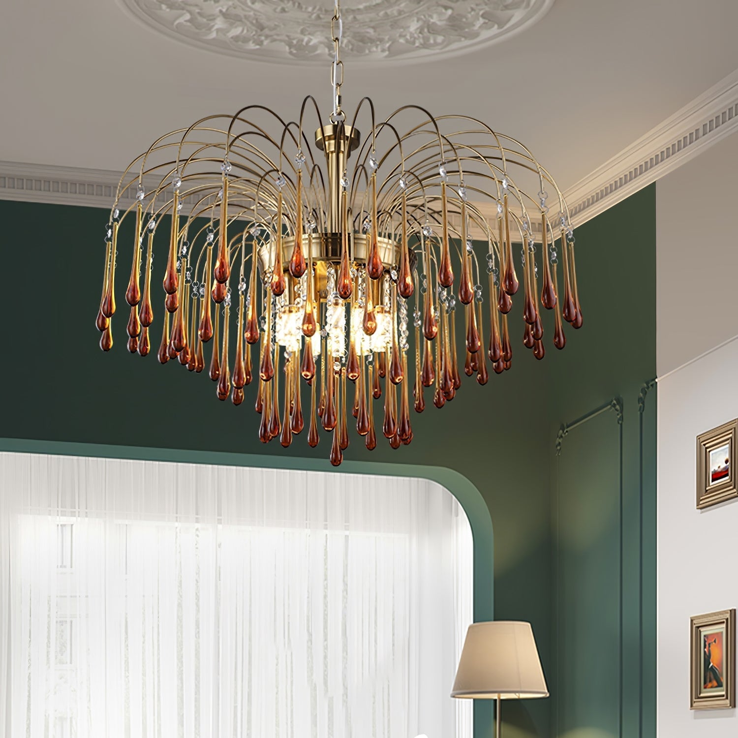 Ciel Chandelier Golden Arms and Crystal-Neutral Decor
