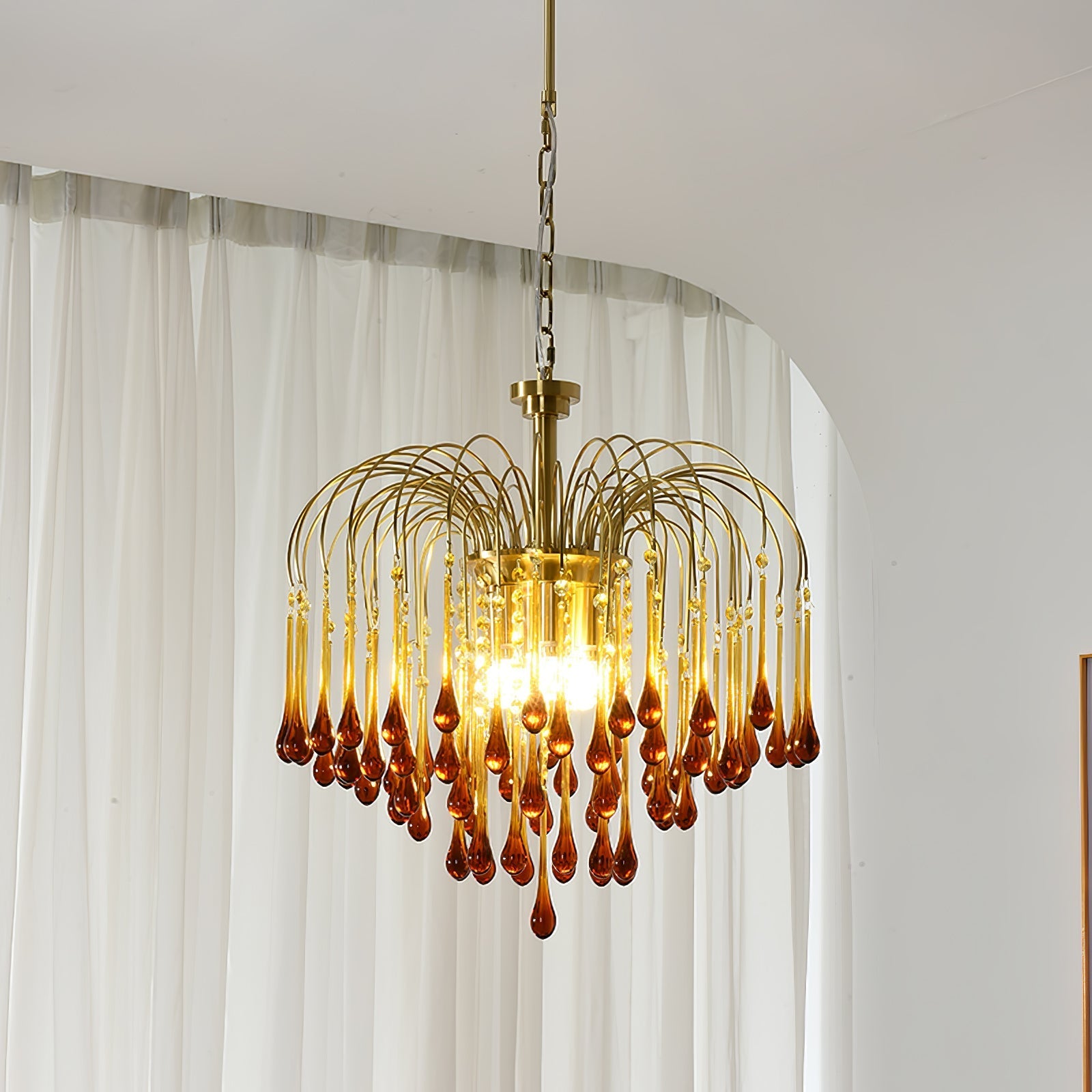 Ciel Chandelier Golden Arms and Crystal-Neutral Decor