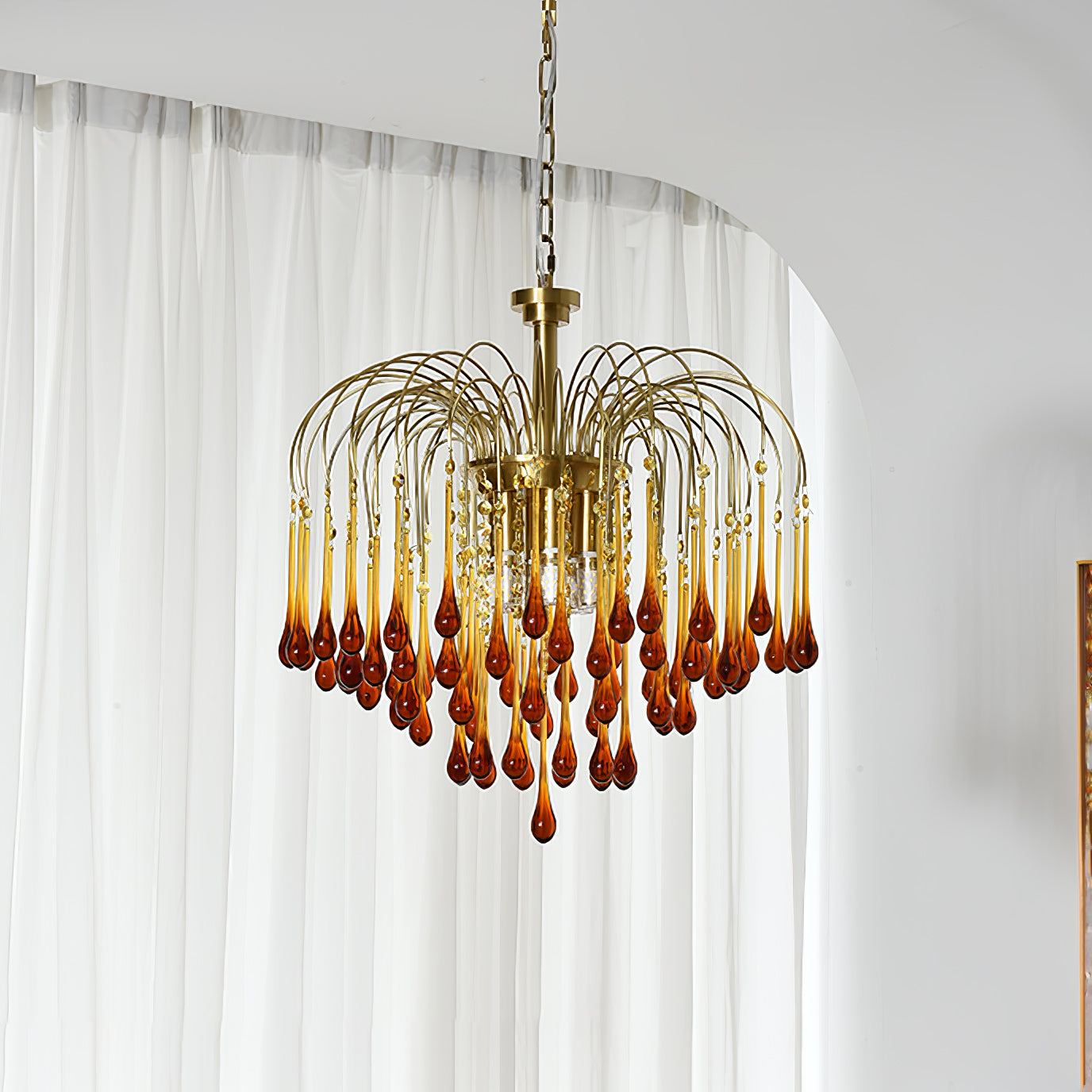 Ciel Chandelier Golden Arms and Crystal-Neutral Decor
