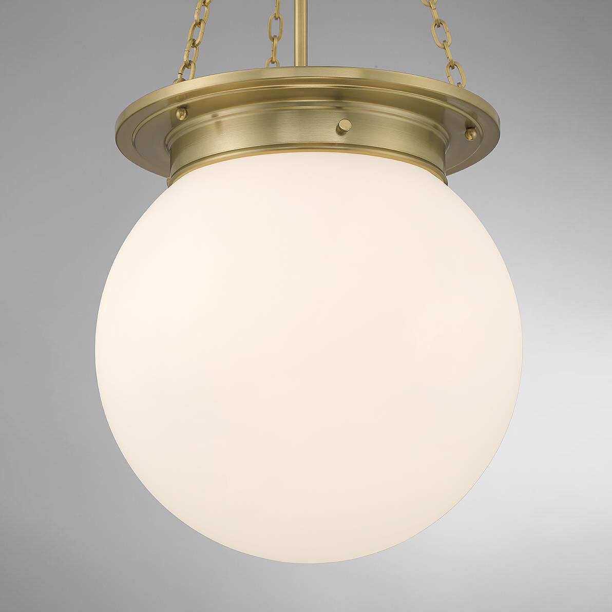 Full view of the Manor Pendant Lamp with its hanging chain.