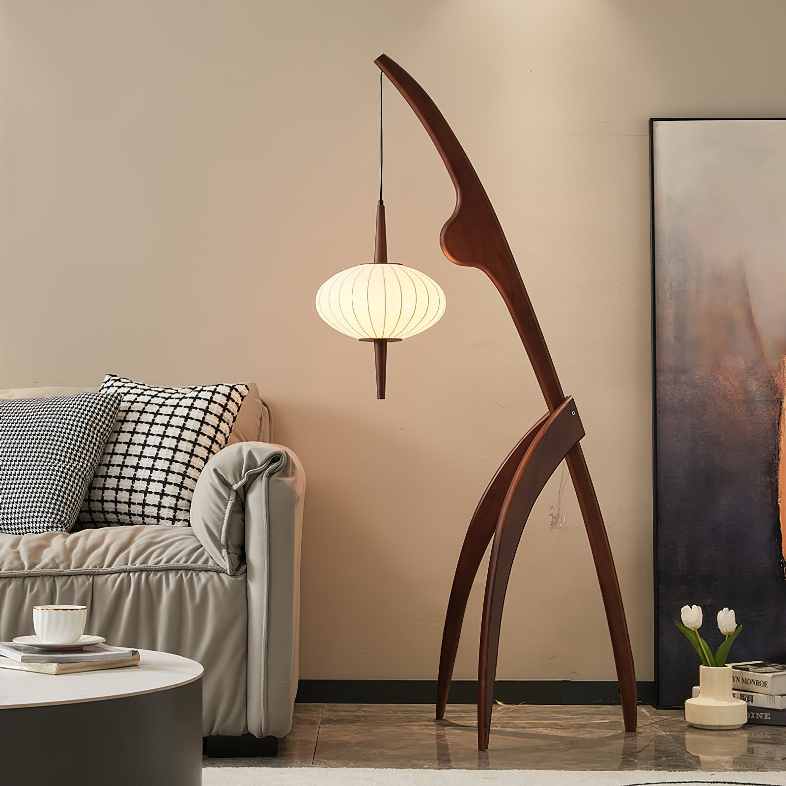 Ulen Mid Century Wooden Floor Lamp-Neutral Decor