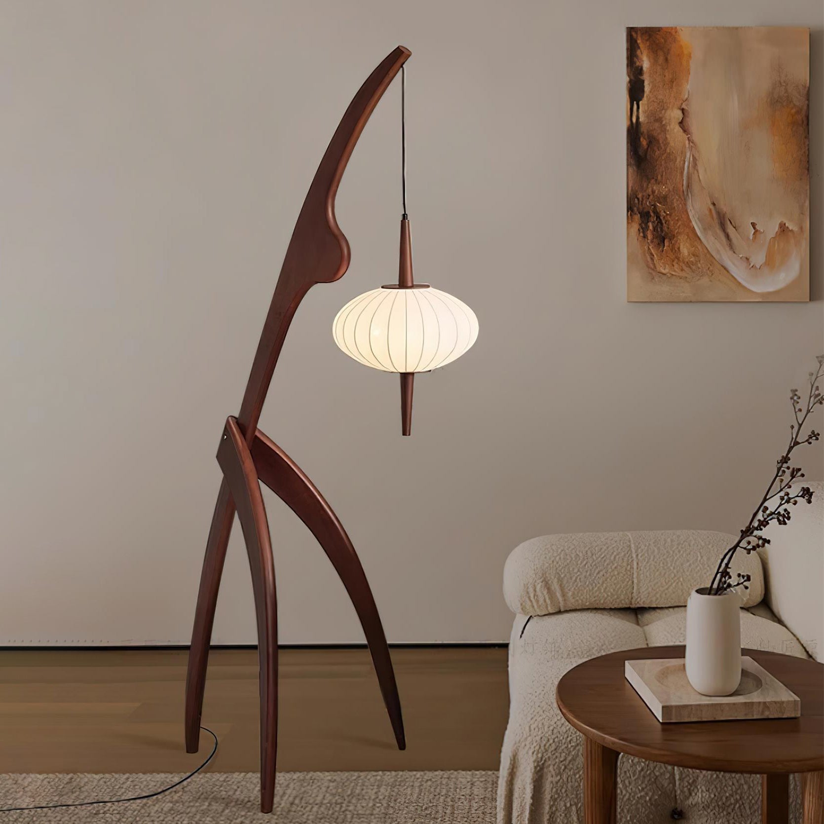 Ulen Mid Century Wooden Floor Lamp-Neutral Decor
