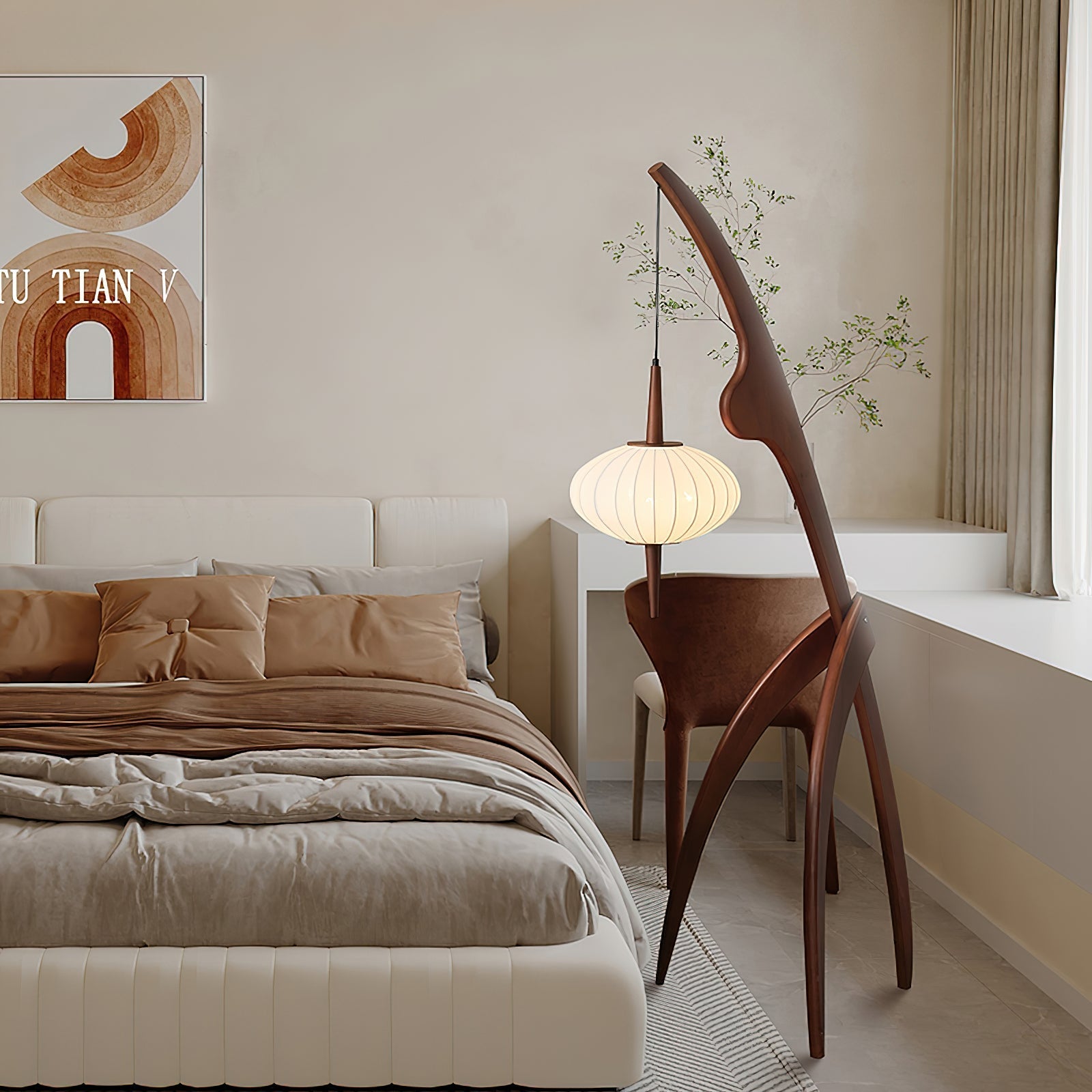 Ulen Mid Century Wooden Floor Lamp-Neutral Decor