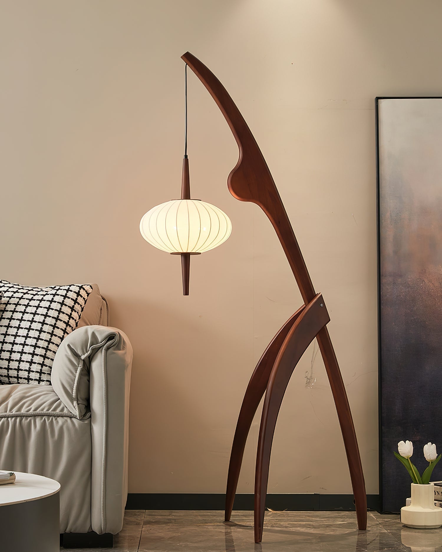 Ulen Mid Century Wooden Floor Lamp-Neutral Decor