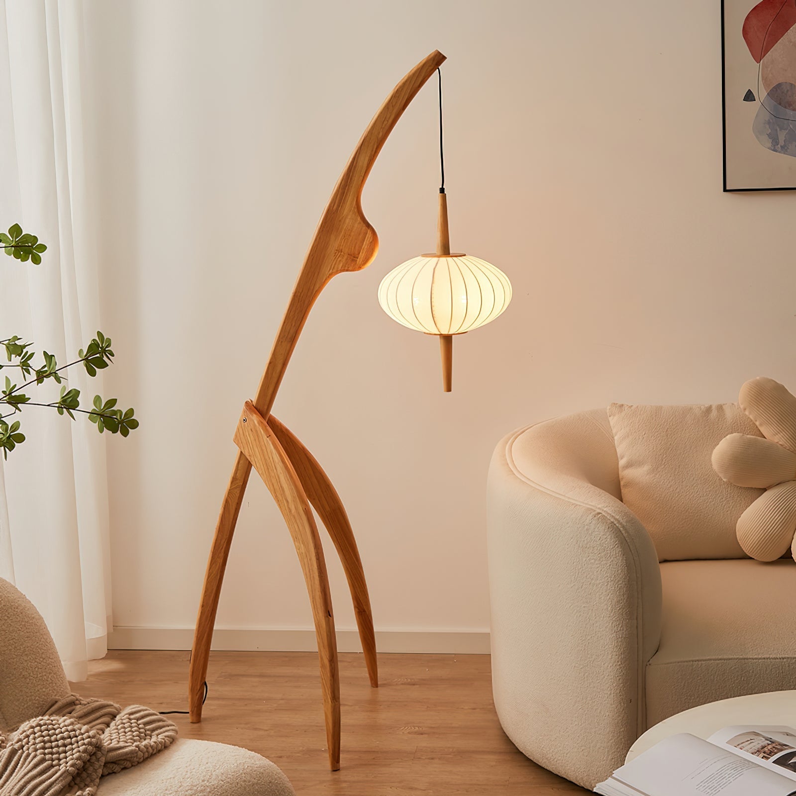 Ulen Mid Century Wooden Floor Lamp-Neutral Decor