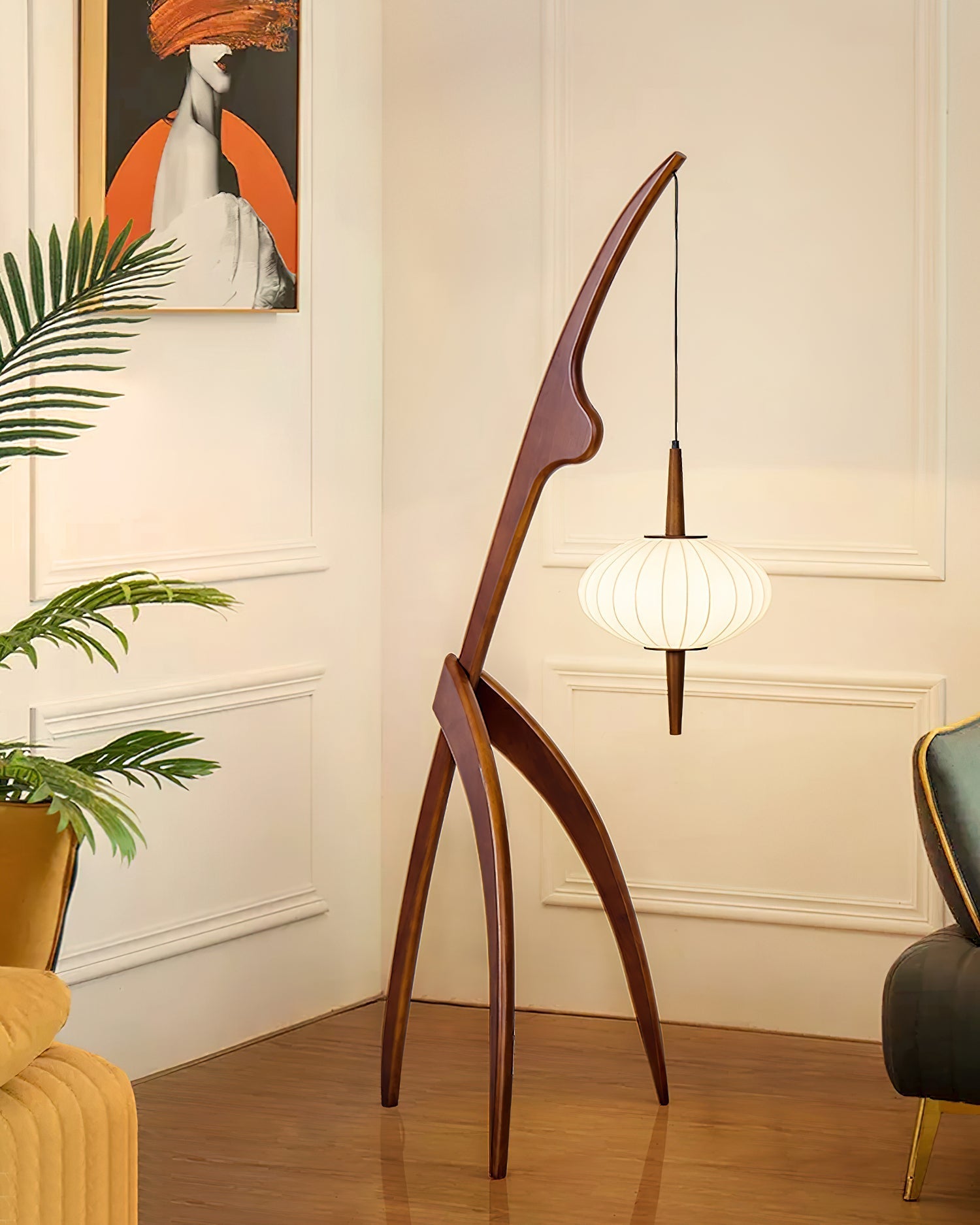 Ulen Mid Century Wooden Floor Lamp-Neutral Decor