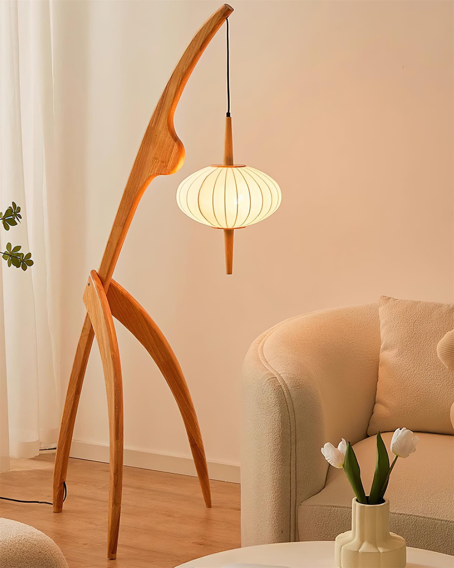 Ulen Mid Century Wooden Floor Lamp-Neutral Decor