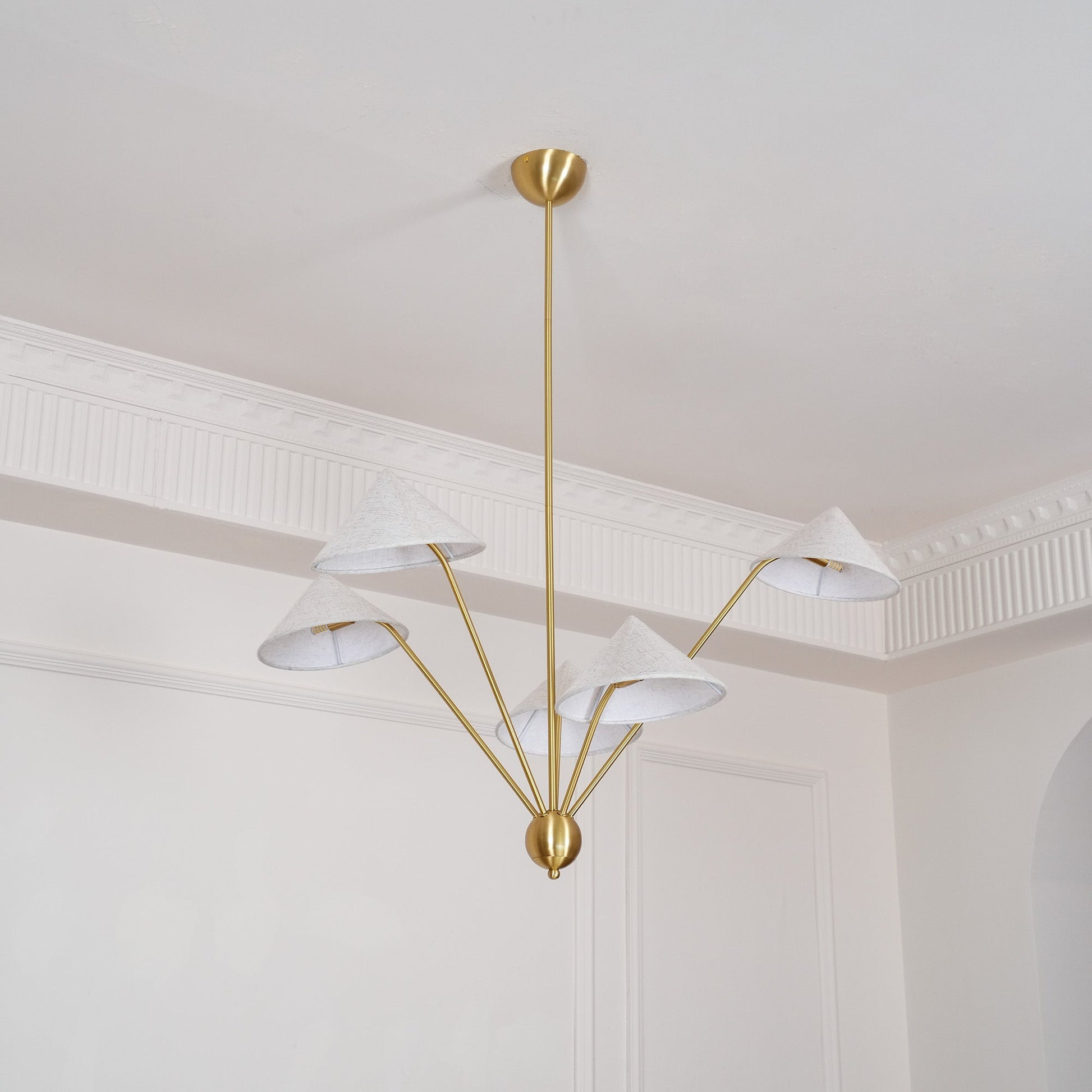 Lustra Chandelier Brass Curved Beige-Neutral Decor
