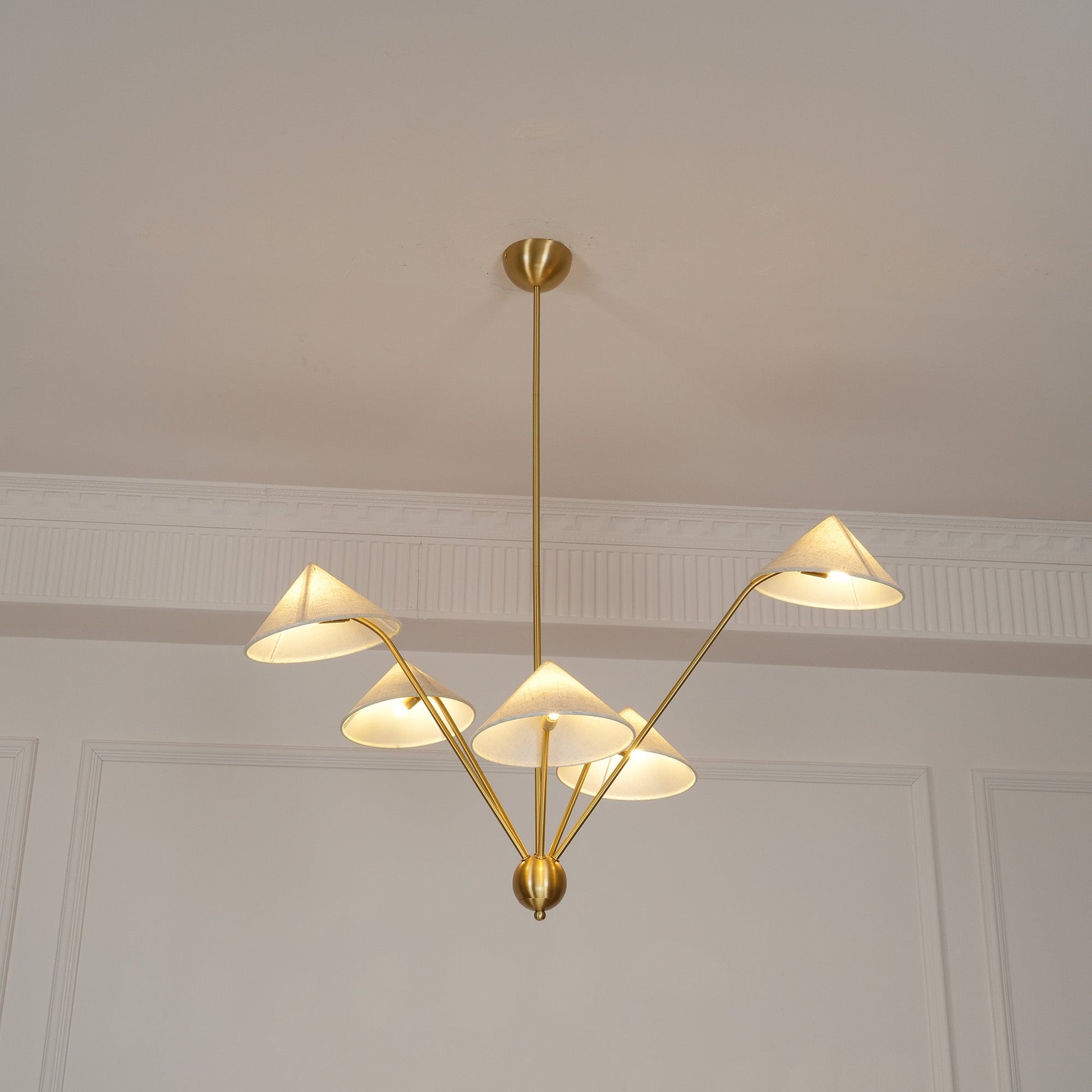 Lustra Chandelier Brass Curved Beige-Neutral Decor