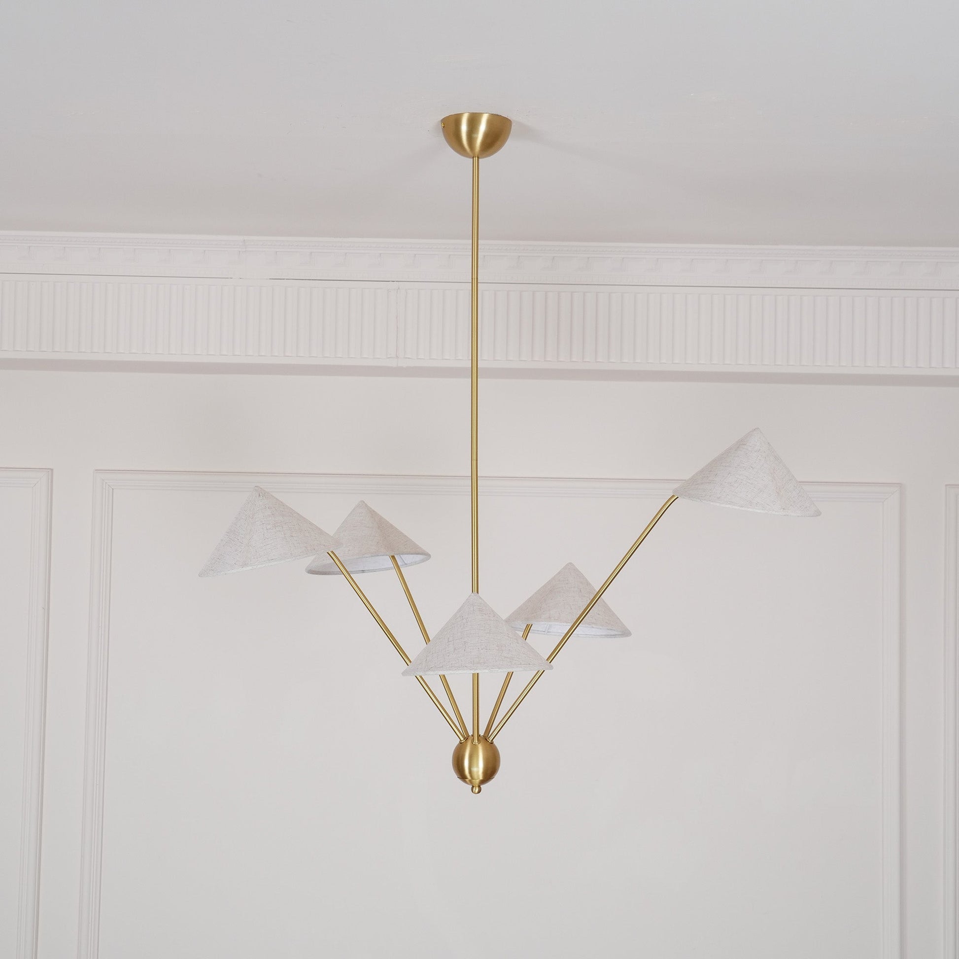 Lustra Chandelier Brass Curved Beige-Neutral Decor