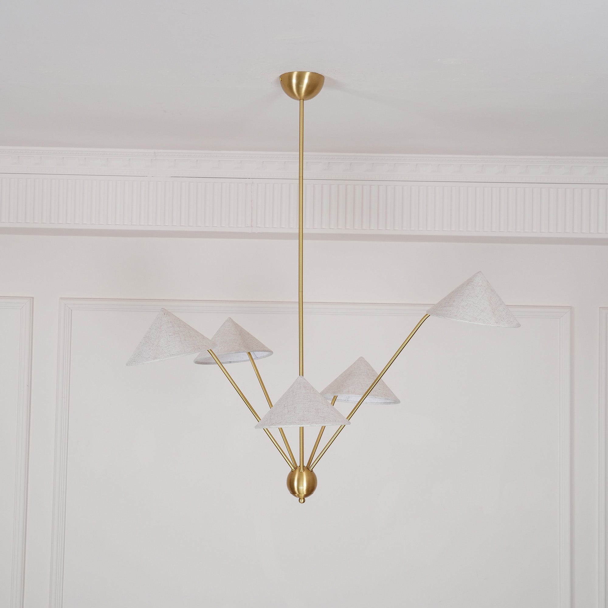 Lustra Chandelier Brass Curved Beige-Neutral Decor