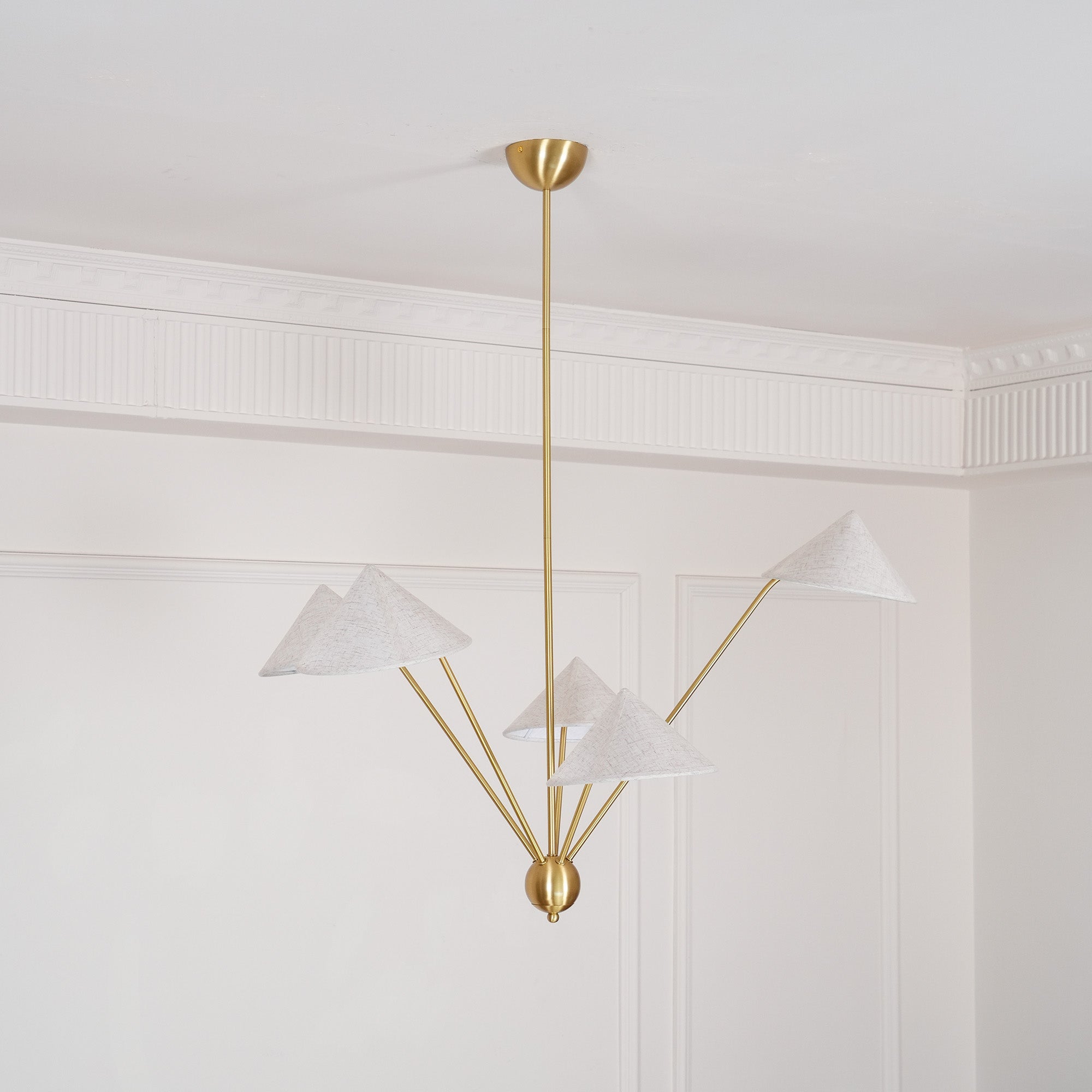 Lustra Chandelier Brass Curved Beige-Neutral Decor