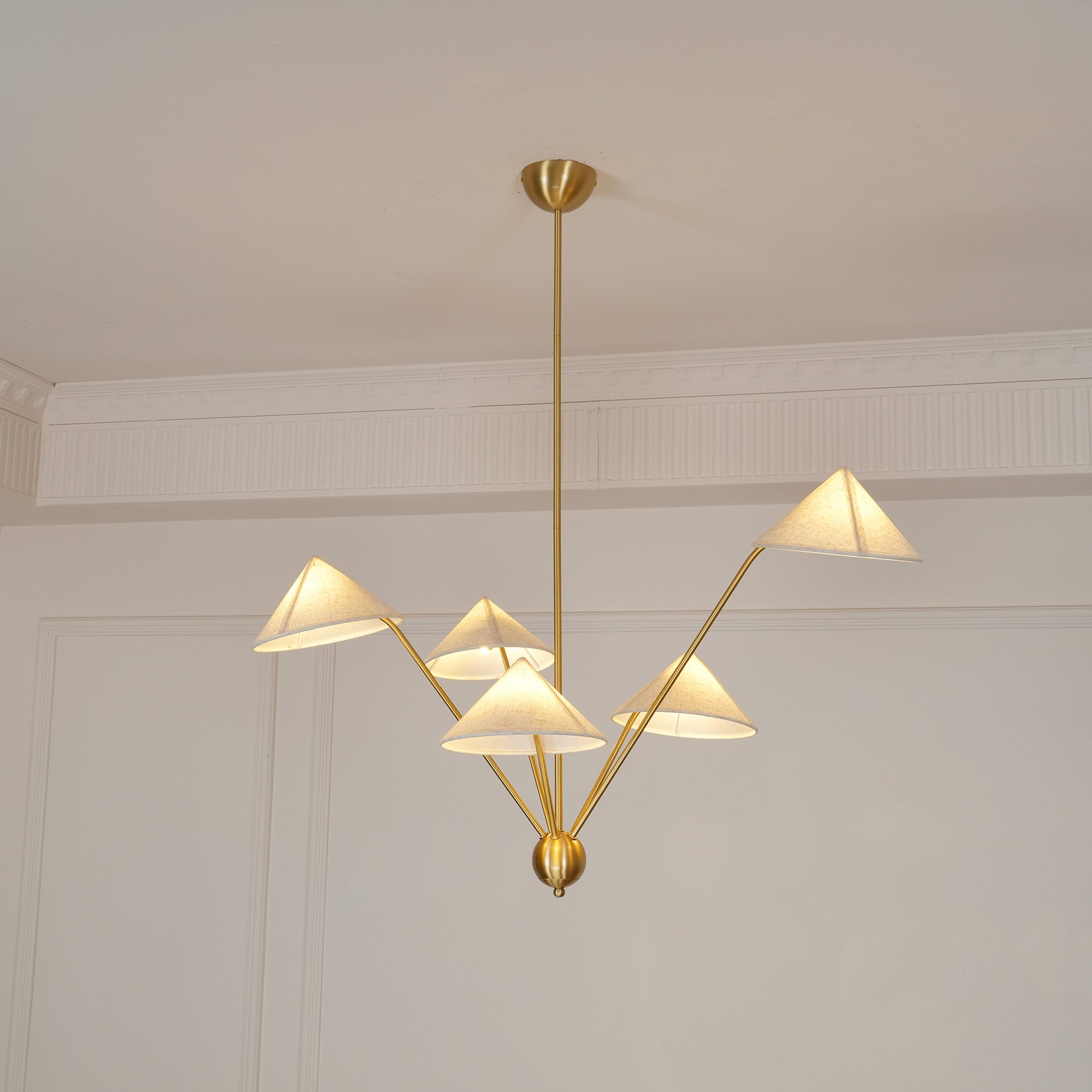 Lustra Chandelier Brass Curved Beige-Neutral Decor