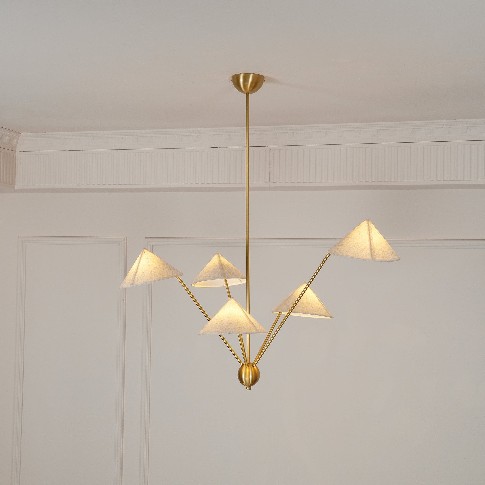 Lustra Chandelier Brass Curved Beige-Neutral Decor