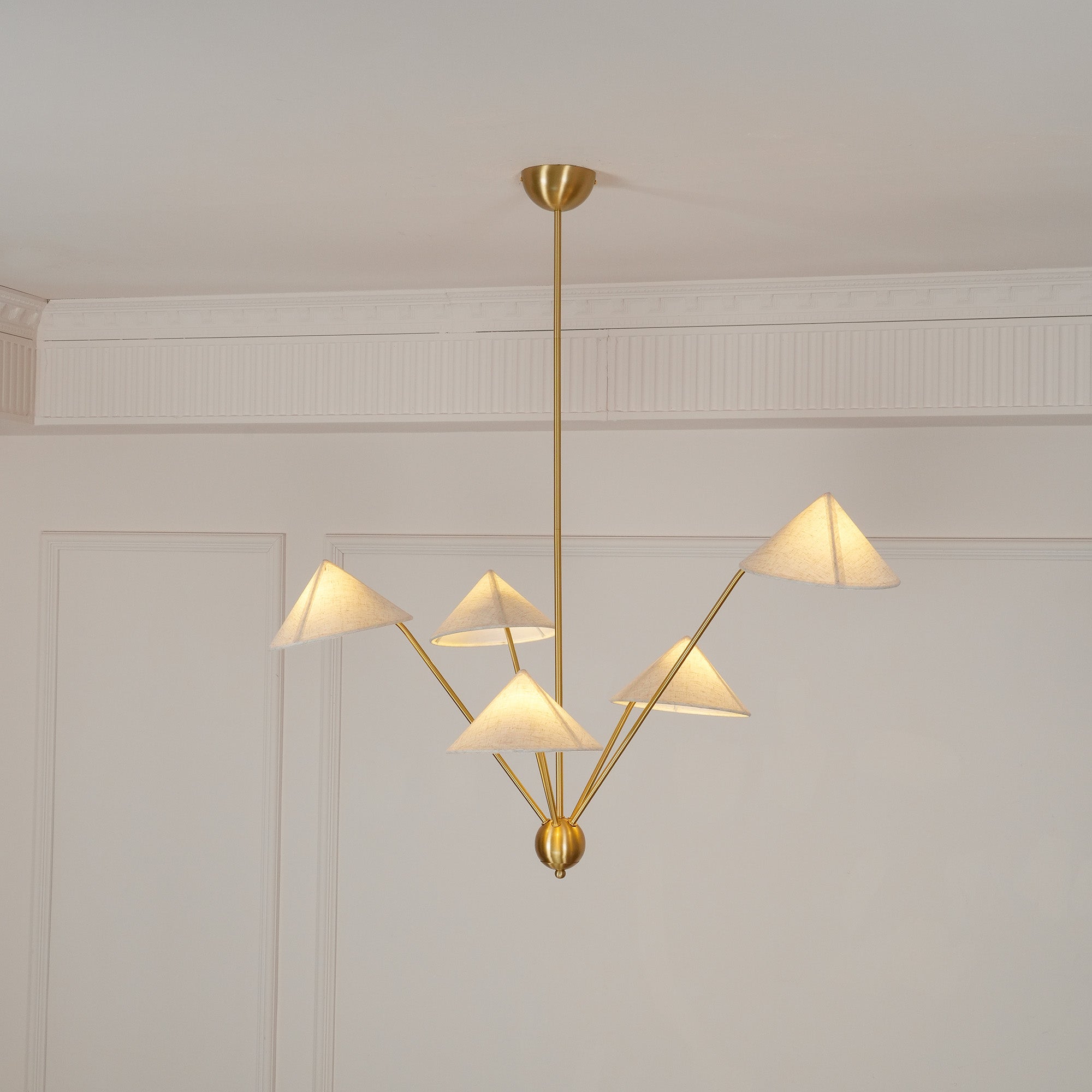 Lustra Chandelier Brass Curved Beige-Neutral Decor