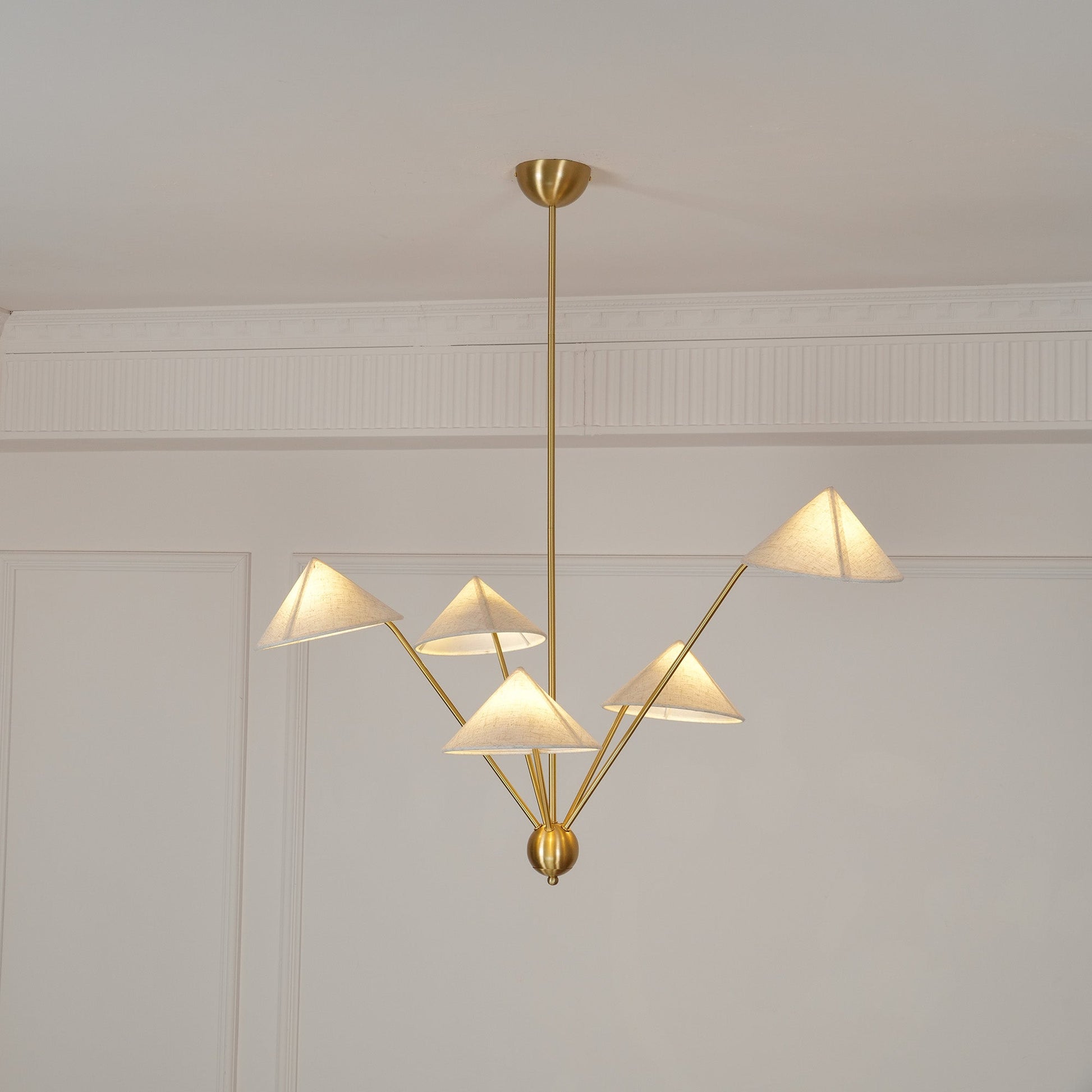 Lustra Chandelier Brass Curved Beige-Neutral Decor