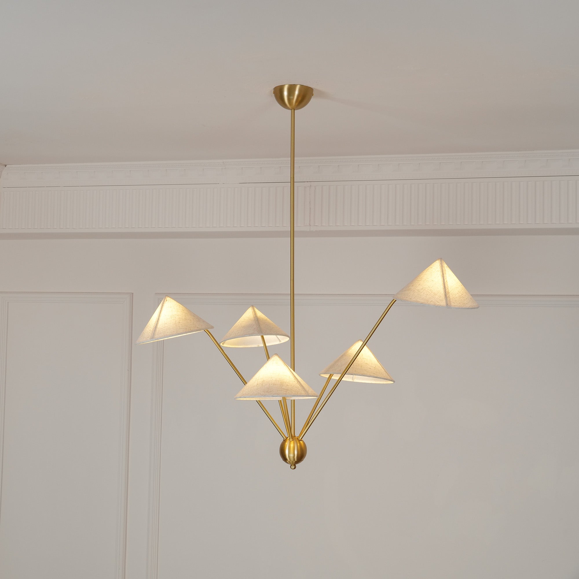 Lustra Chandelier Brass Curved Beige-Neutral Decor