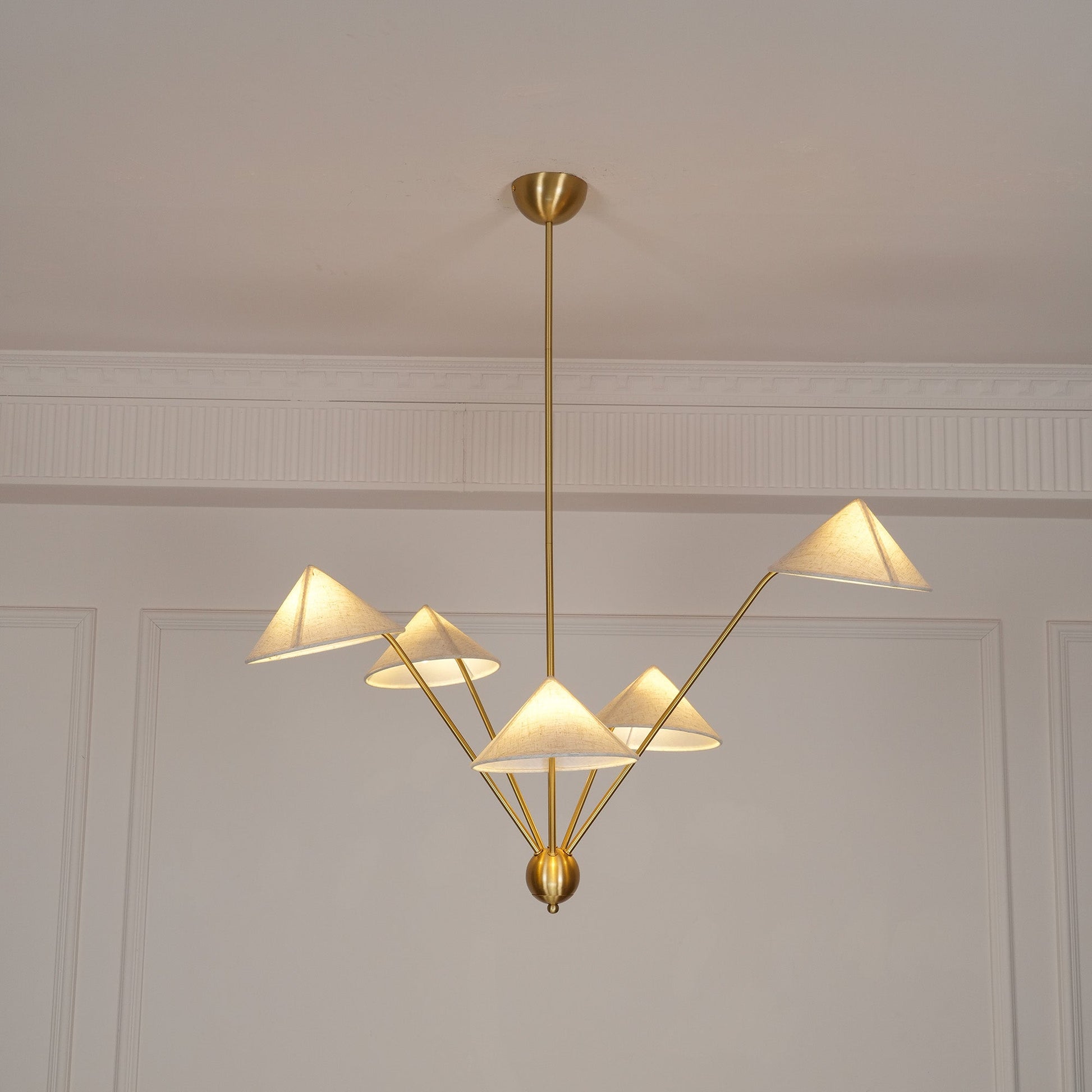Lustra Chandelier Brass Curved Beige-Neutral Decor