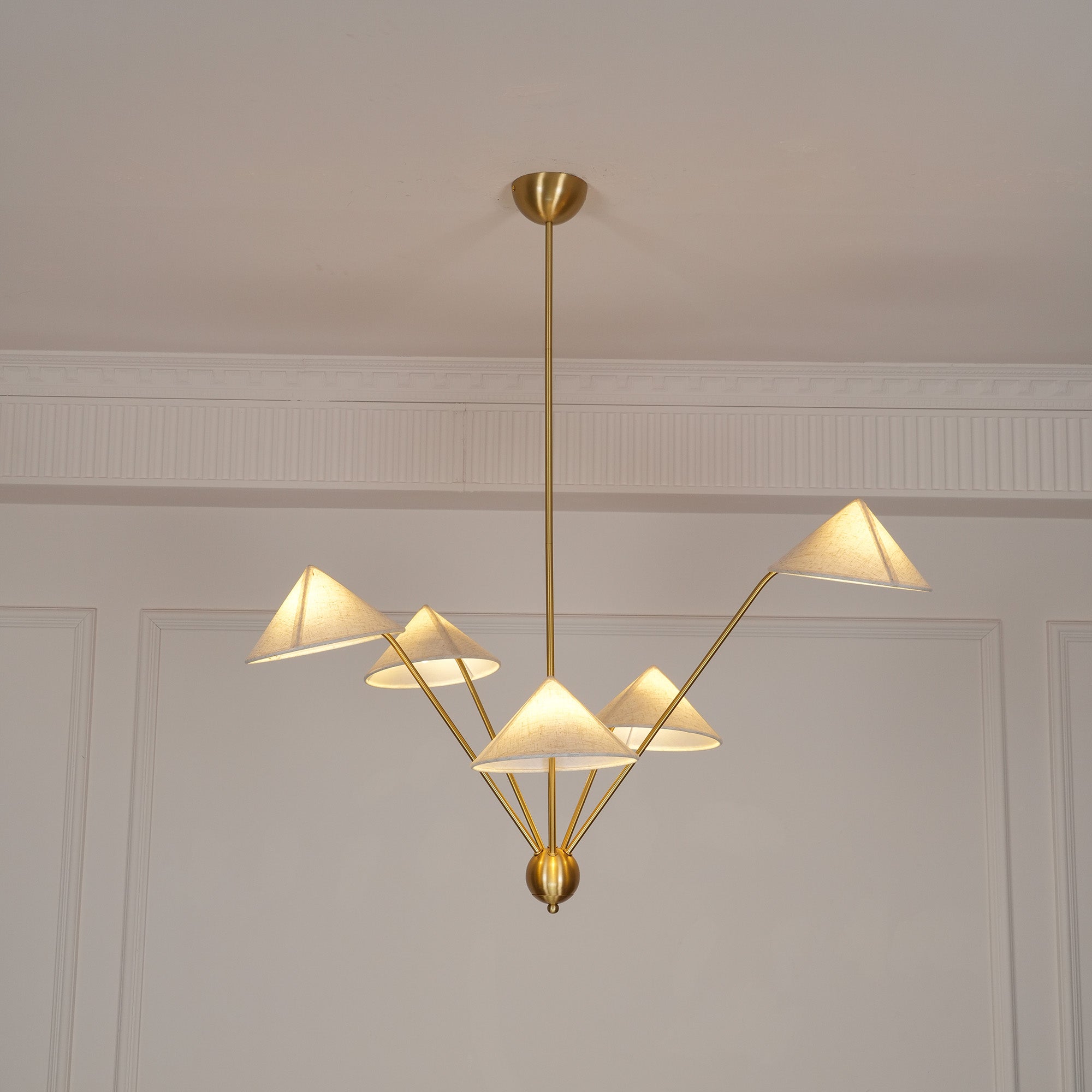 Lustra Chandelier Brass Curved Beige-Neutral Decor