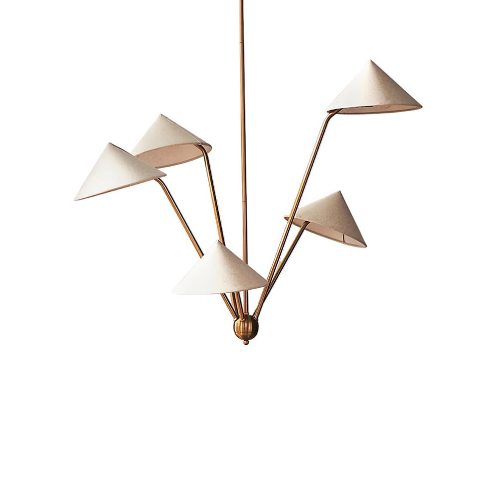 Lustra Chandelier Brass Curved Beige-Neutral Decor