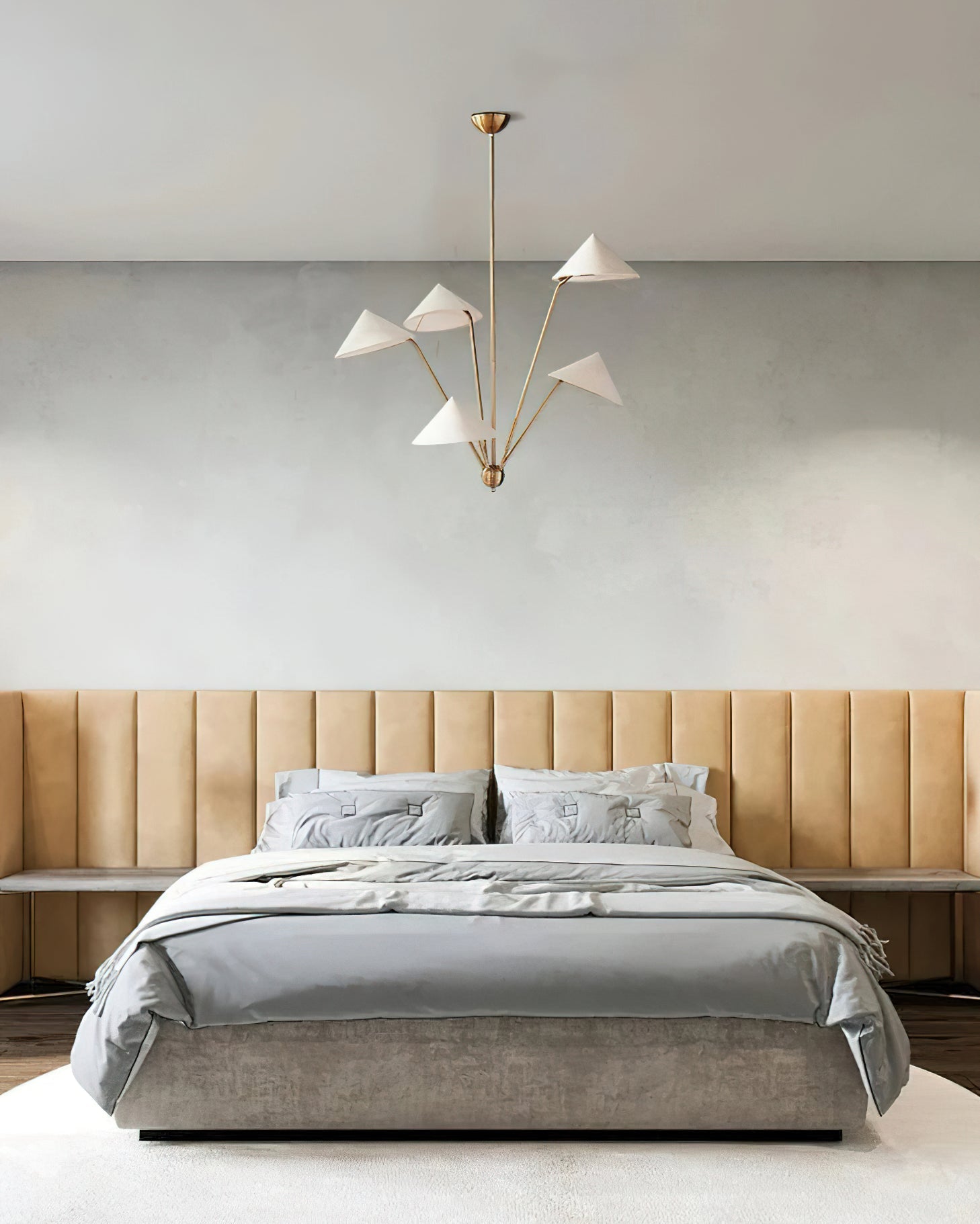 Lustra Chandelier Brass Curved Beige-Neutral Decor