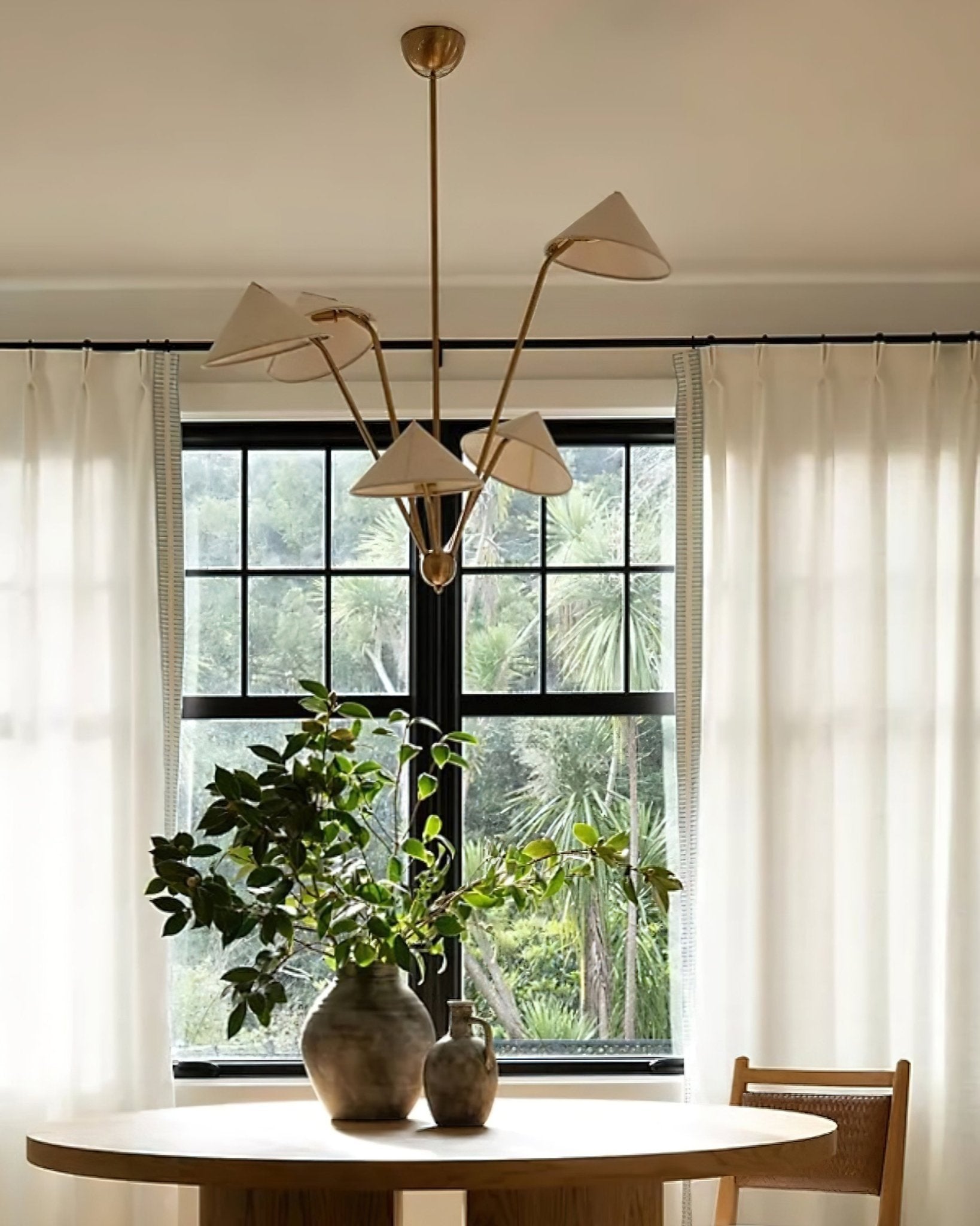 Lustra Chandelier Brass Curved Beige-Neutral Decor