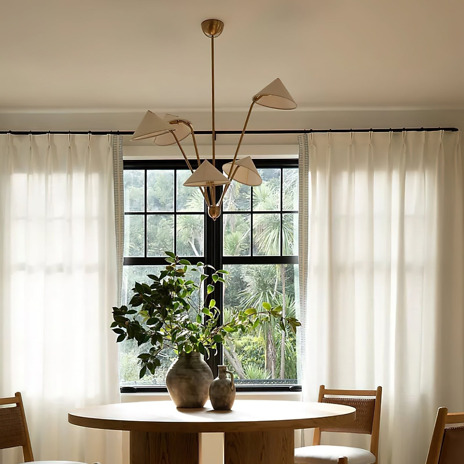 Lustra Chandelier Brass Curved Beige-Neutral Decor