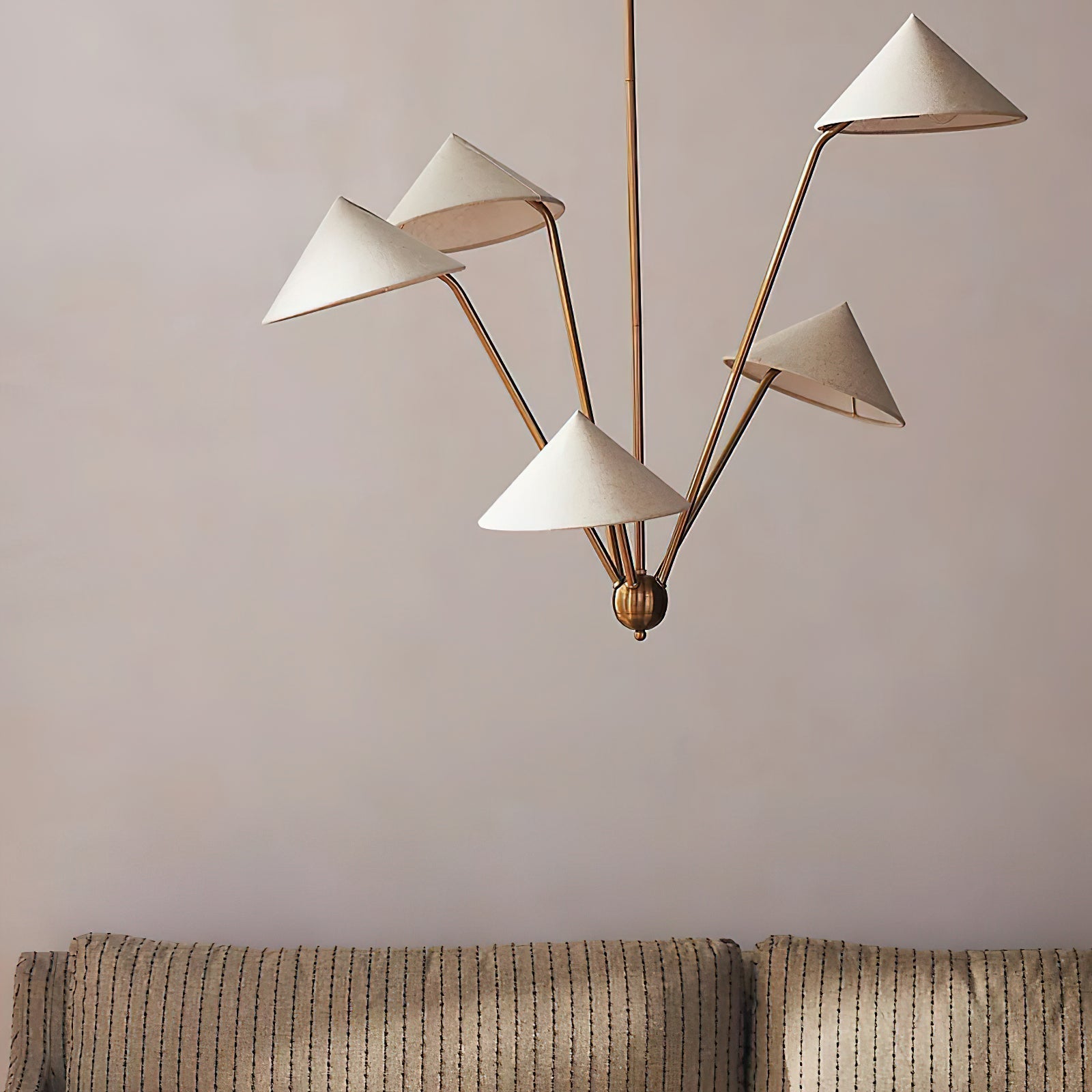 Lustra Chandelier Brass Curved Beige-Neutral Decor