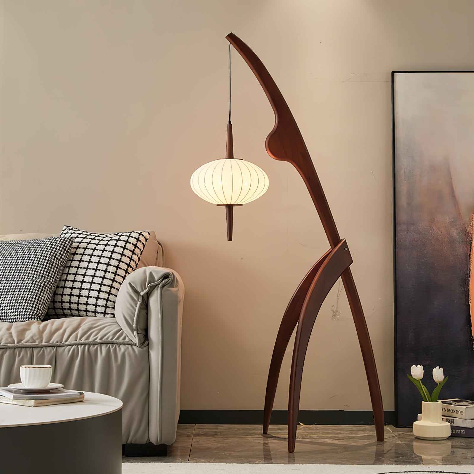 Ulen Mid Century Wooden Floor Lamp-Neutral Decor