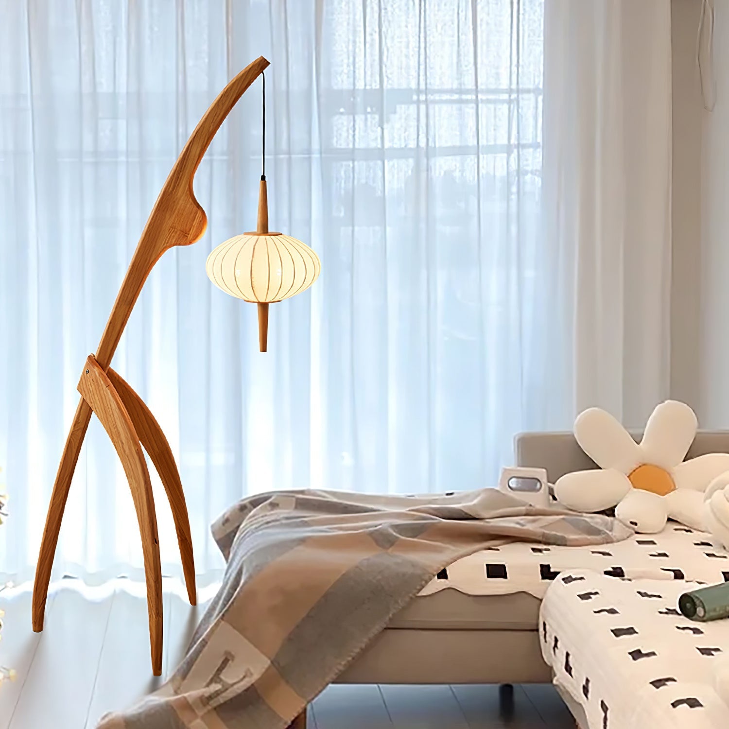 Ulen Mid Century Wooden Floor Lamp-Neutral Decor