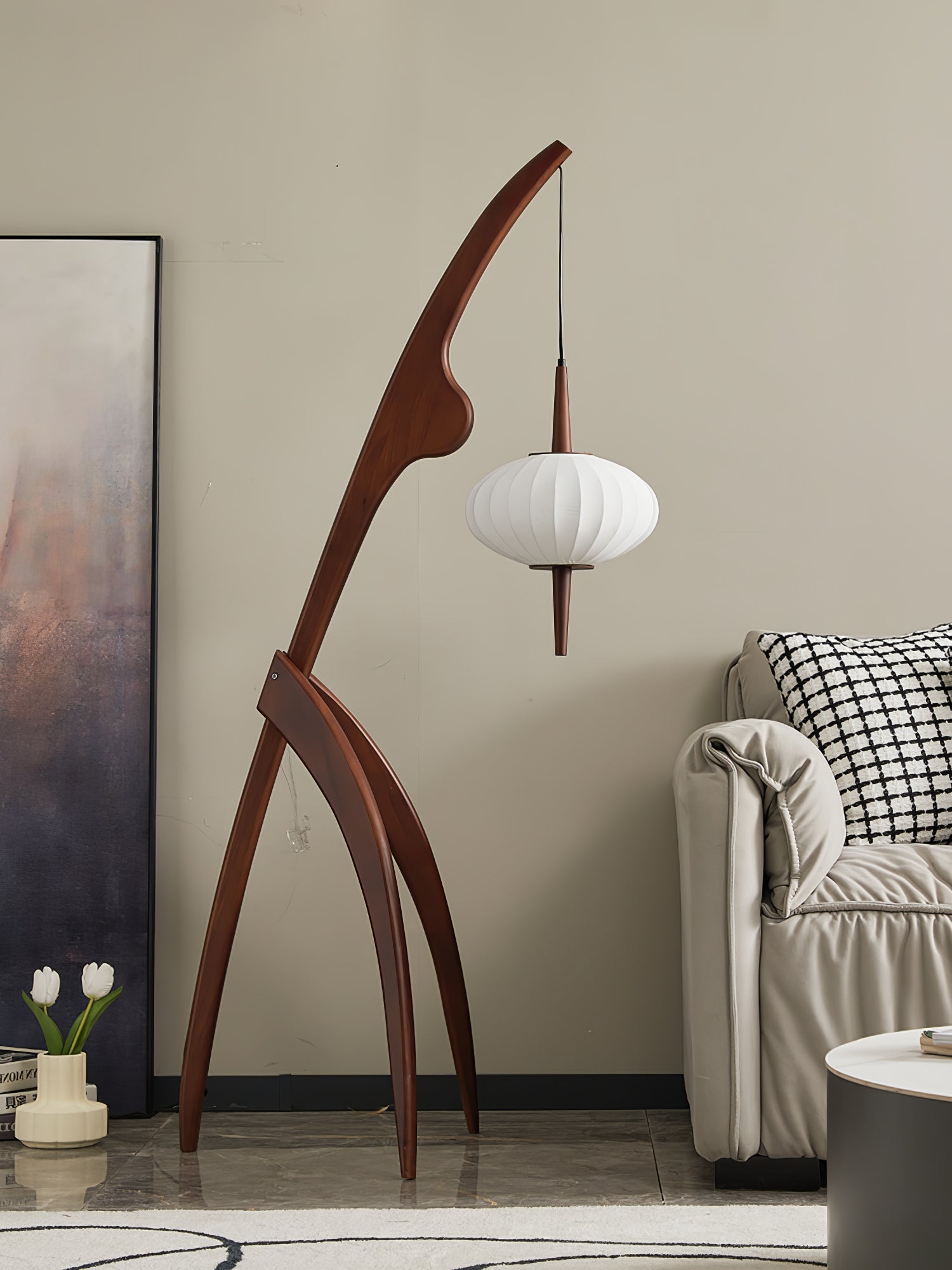 Ulen Mid Century Wooden Floor Lamp-Neutral Decor
