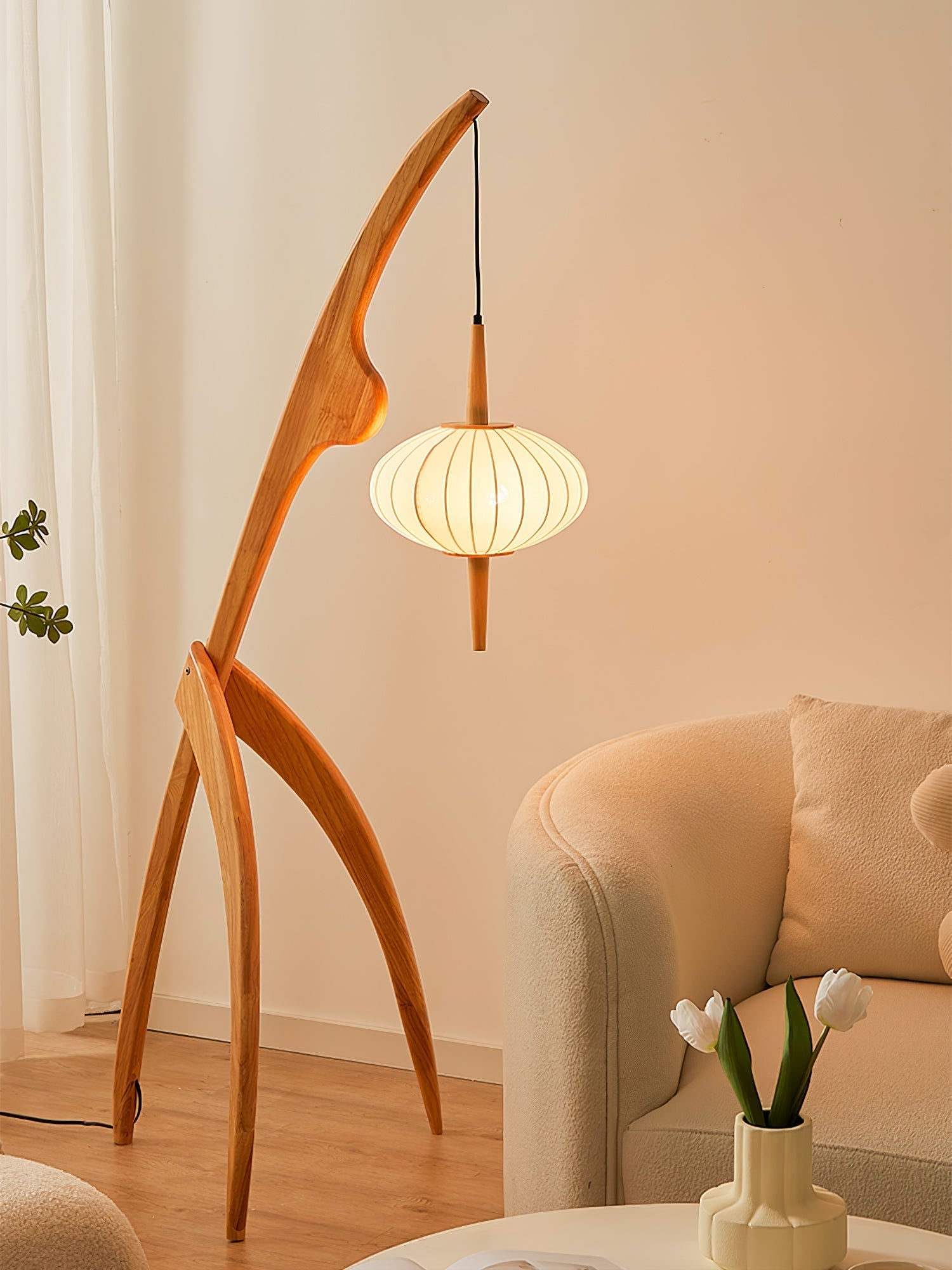 Ulen Mid Century Wooden Floor Lamp-Neutral Decor